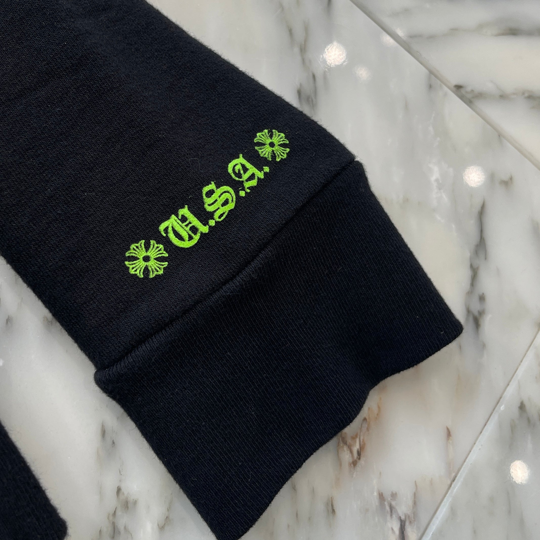 CHROME HEARTS 2022SS Charity Horseshoe CH Plus Leather Patch Pullover Hoodie Size L クロムハーツ チャリティ限定 ホースシュー CHプラス レザーパッチ プルオーバーフーディー サイズL