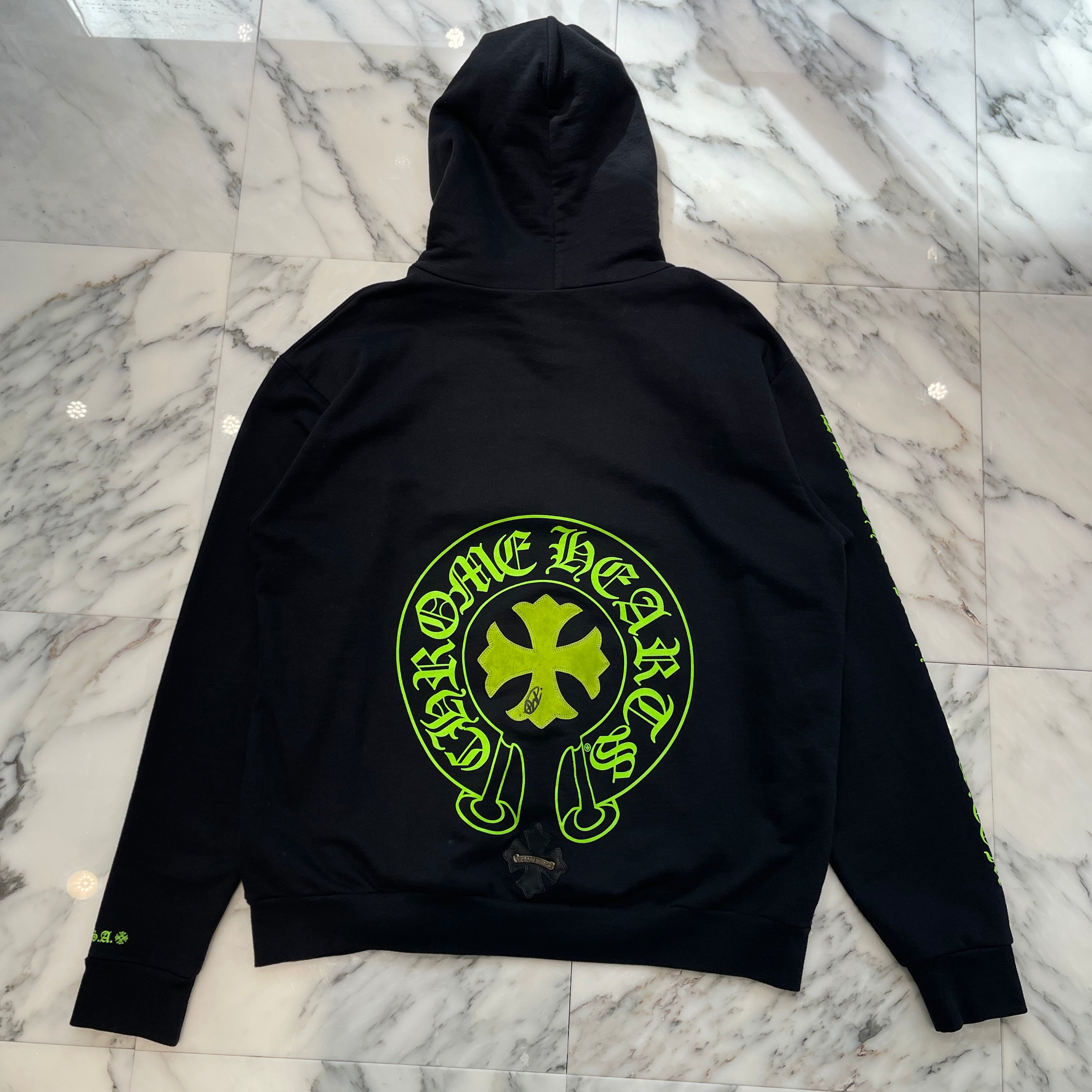 CHROME HEARTS 2022SS Charity Horseshoe CH Plus Leather Patch Pullover Hoodie Size L クロムハーツ チャリティ限定 ホースシュー CHプラス レザーパッチ プルオーバーフーディー サイズL