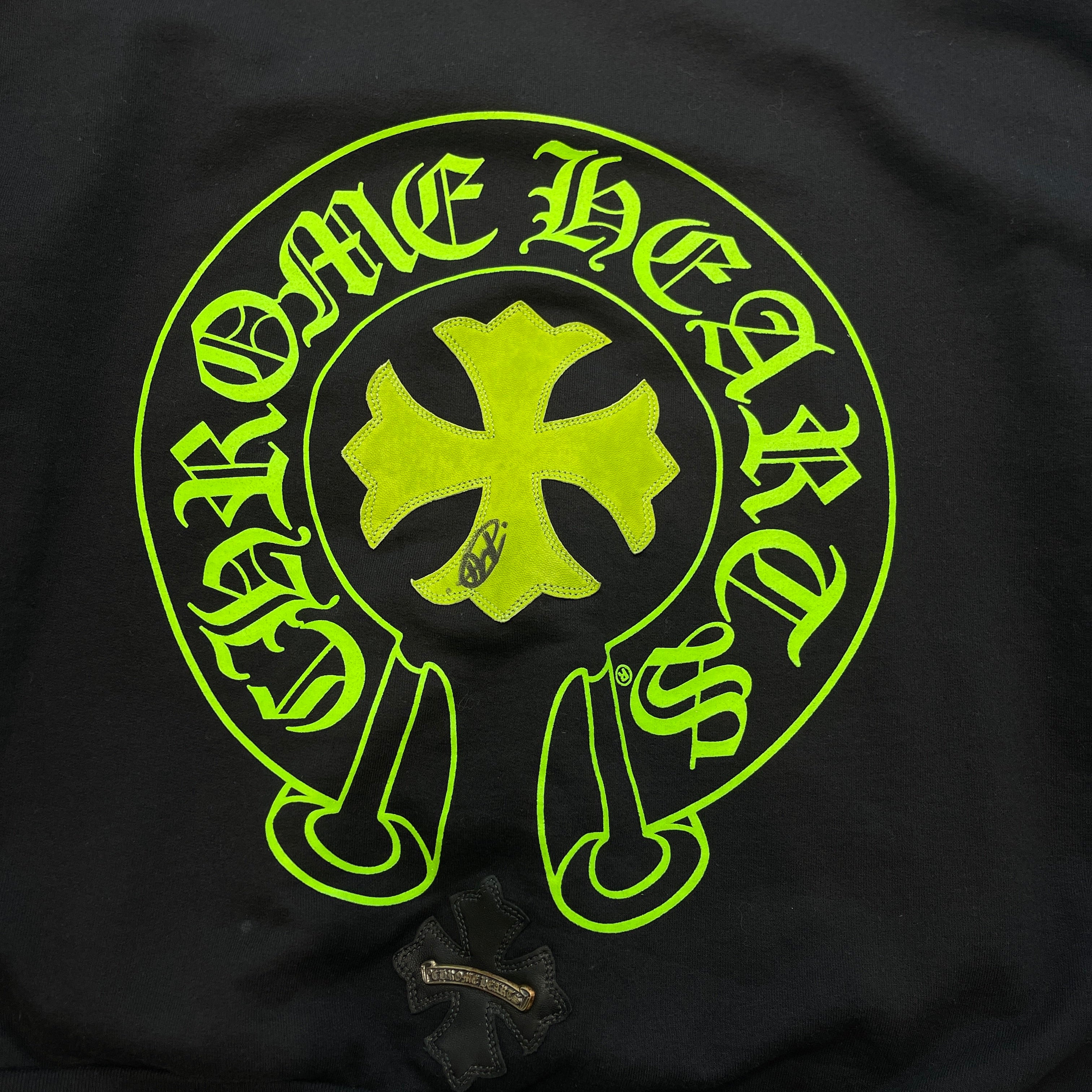 CHROME HEARTS 2022SS Charity Horseshoe CH Plus Leather Patch Pullover Hoodie Size L クロムハーツ チャリティ限定 ホースシュー CHプラス レザーパッチ プルオーバーフーディー サイズL