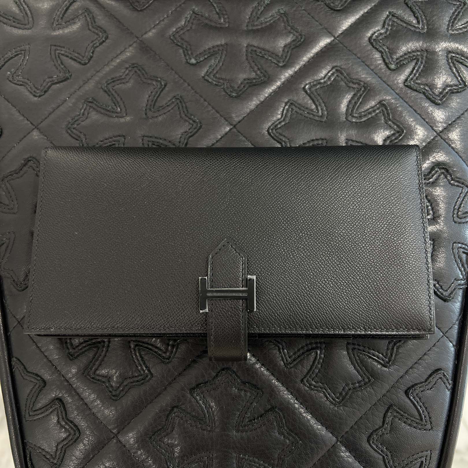 HERMES Bearn Soufflet Monochrome ”So Black” Leather Wallet K刻印 エルメス ベアンスフレ モノクローム ”ソーブラック” レザーウォレット K刻印