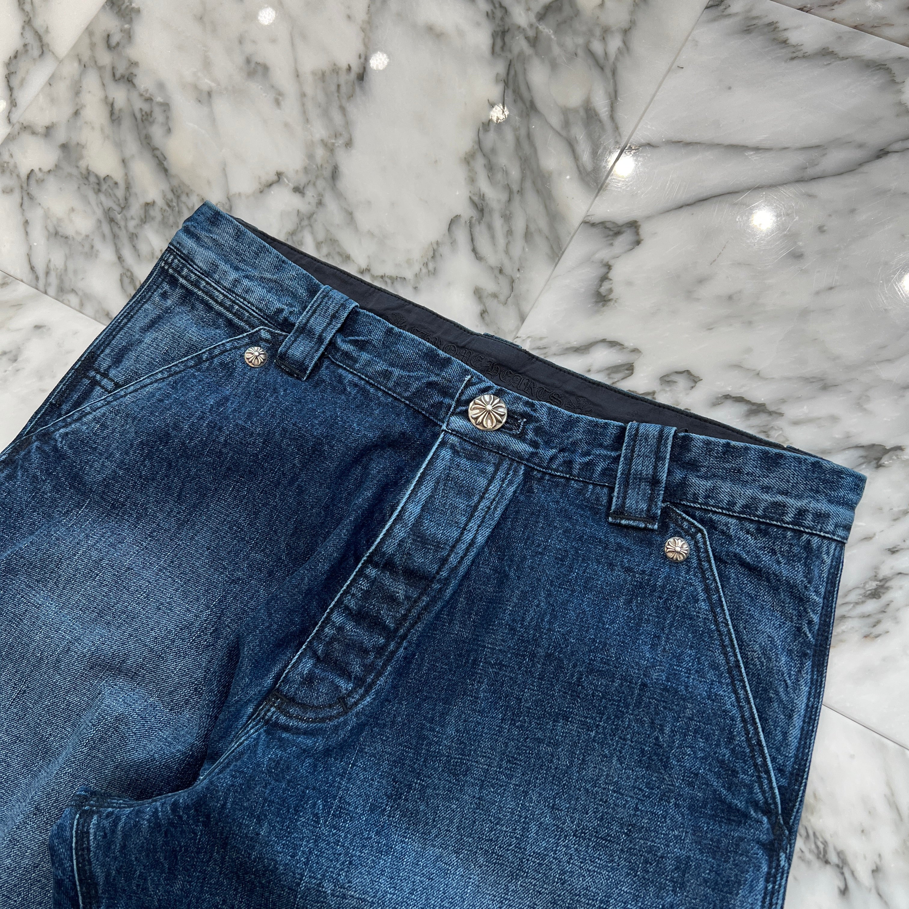 CHROME HEARTS Cross Ball Button Denim Pants Size 34 クロム