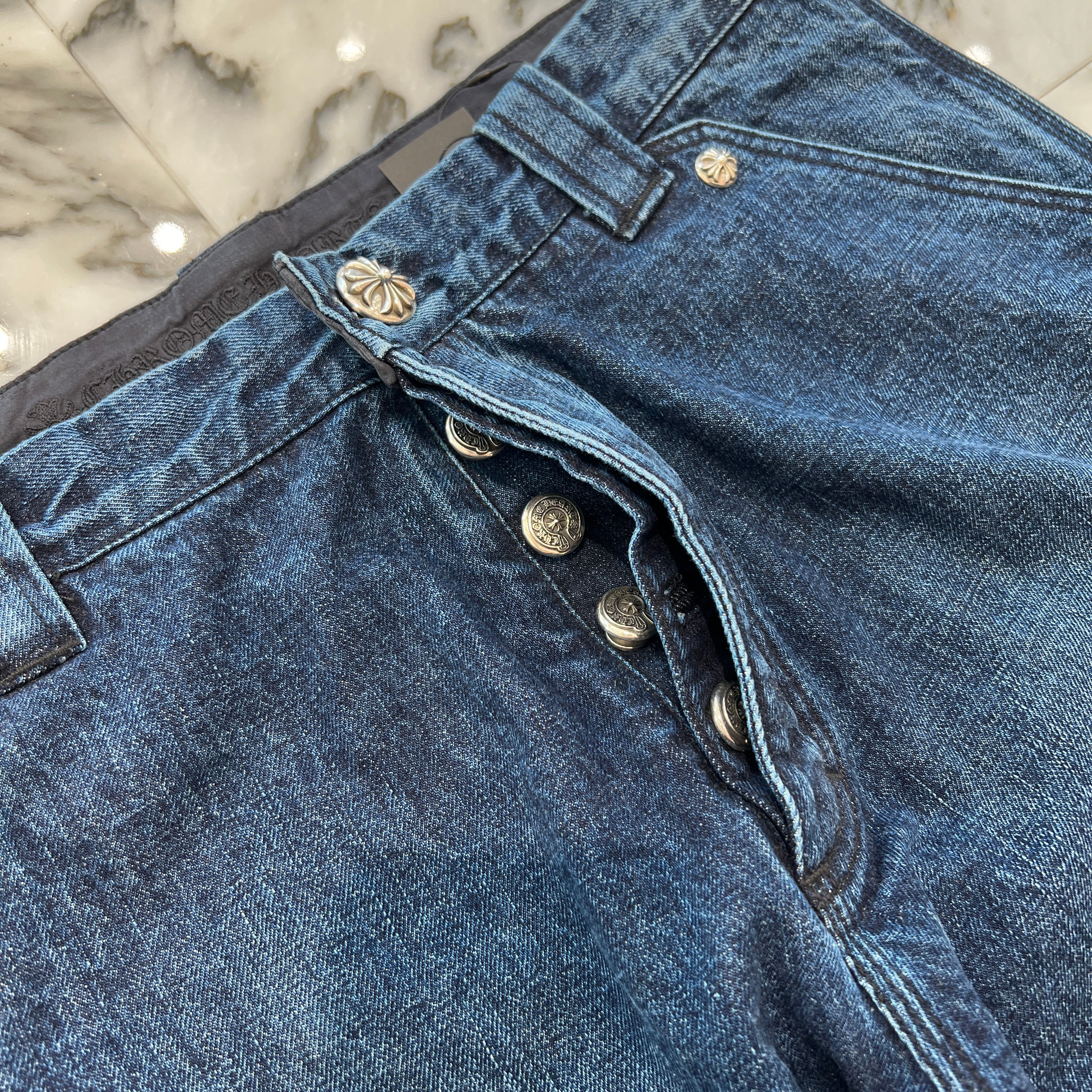 CHROME HEARTS Cross Ball Button Denim Pants Size 34 クロムハーツ クロスボールボタン デニムパンツ サイズ34