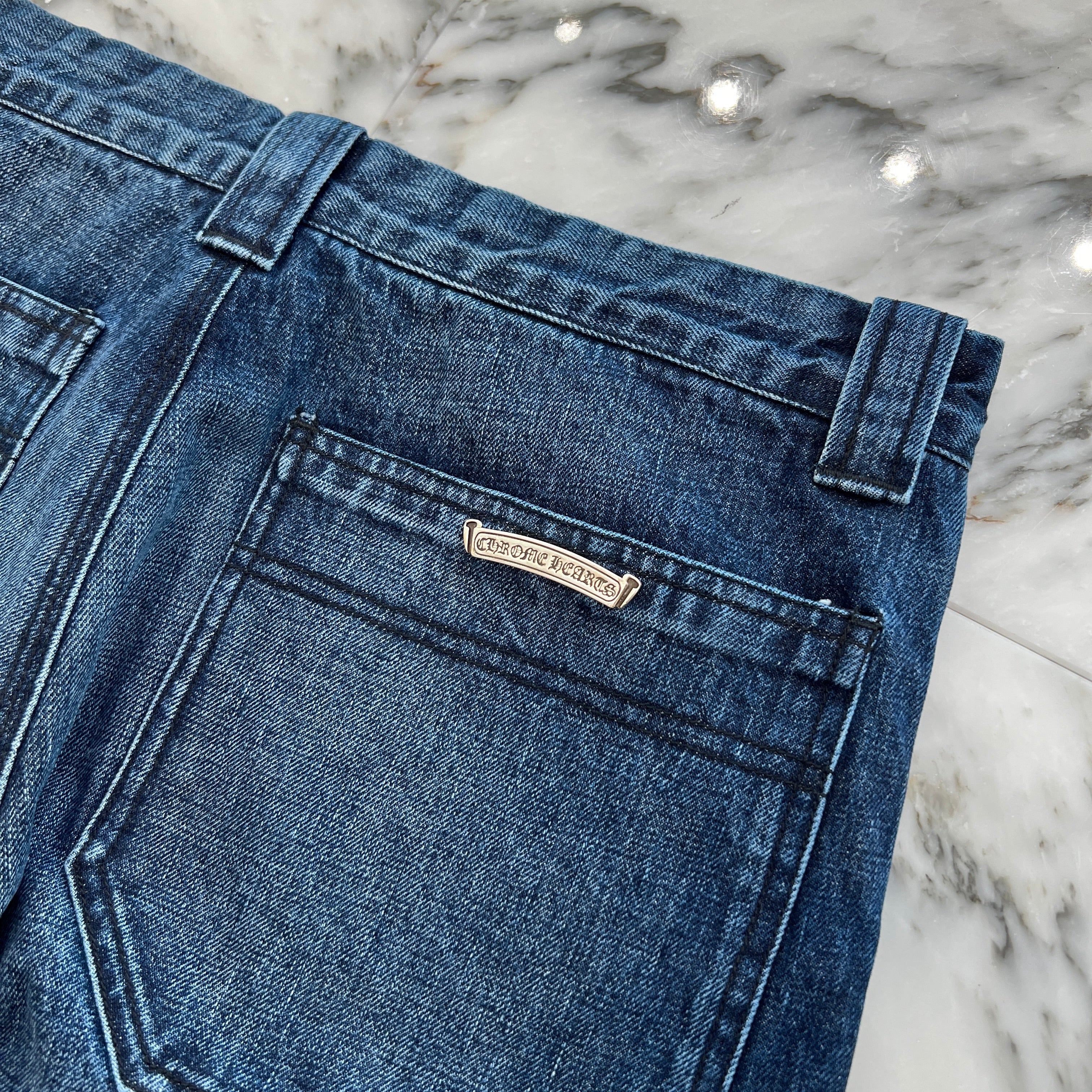 CHROME HEARTS Cross Ball Button Denim Pants Size 34 クロム