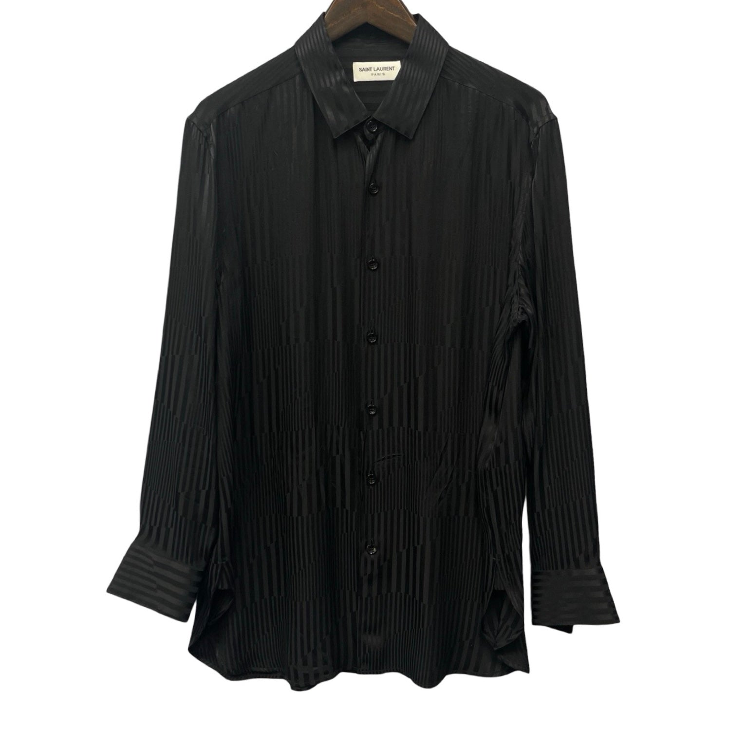 SAINT LAURENT PARIS 2019AW Silk Stripes Shirt 653860 Y1D89 Size 37
