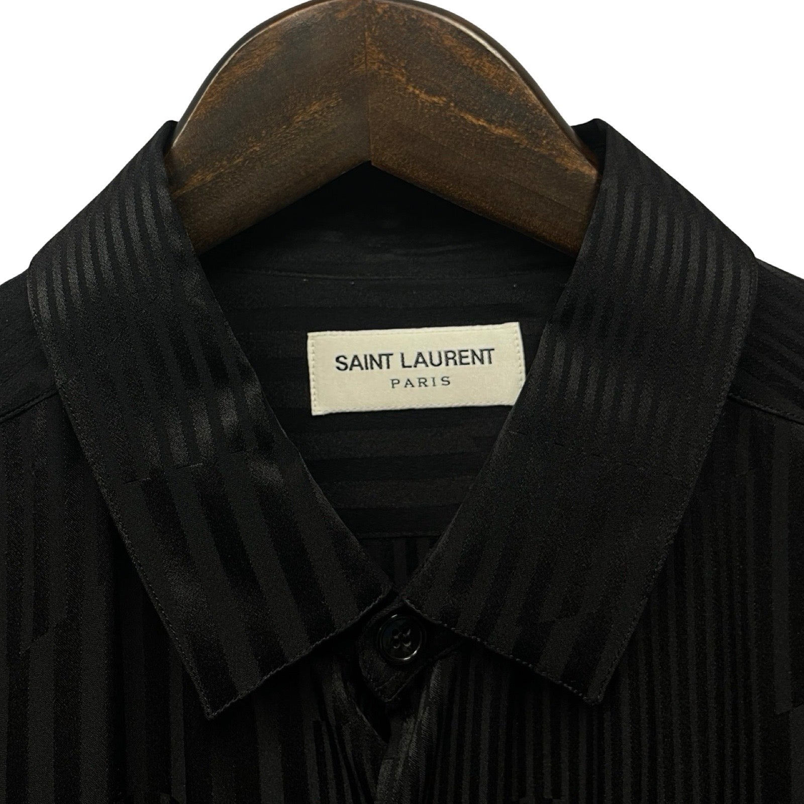 SAINT LAURENT PARIS 2019AW Silk Stripes Shirt 653860 Y1D89 Size 37