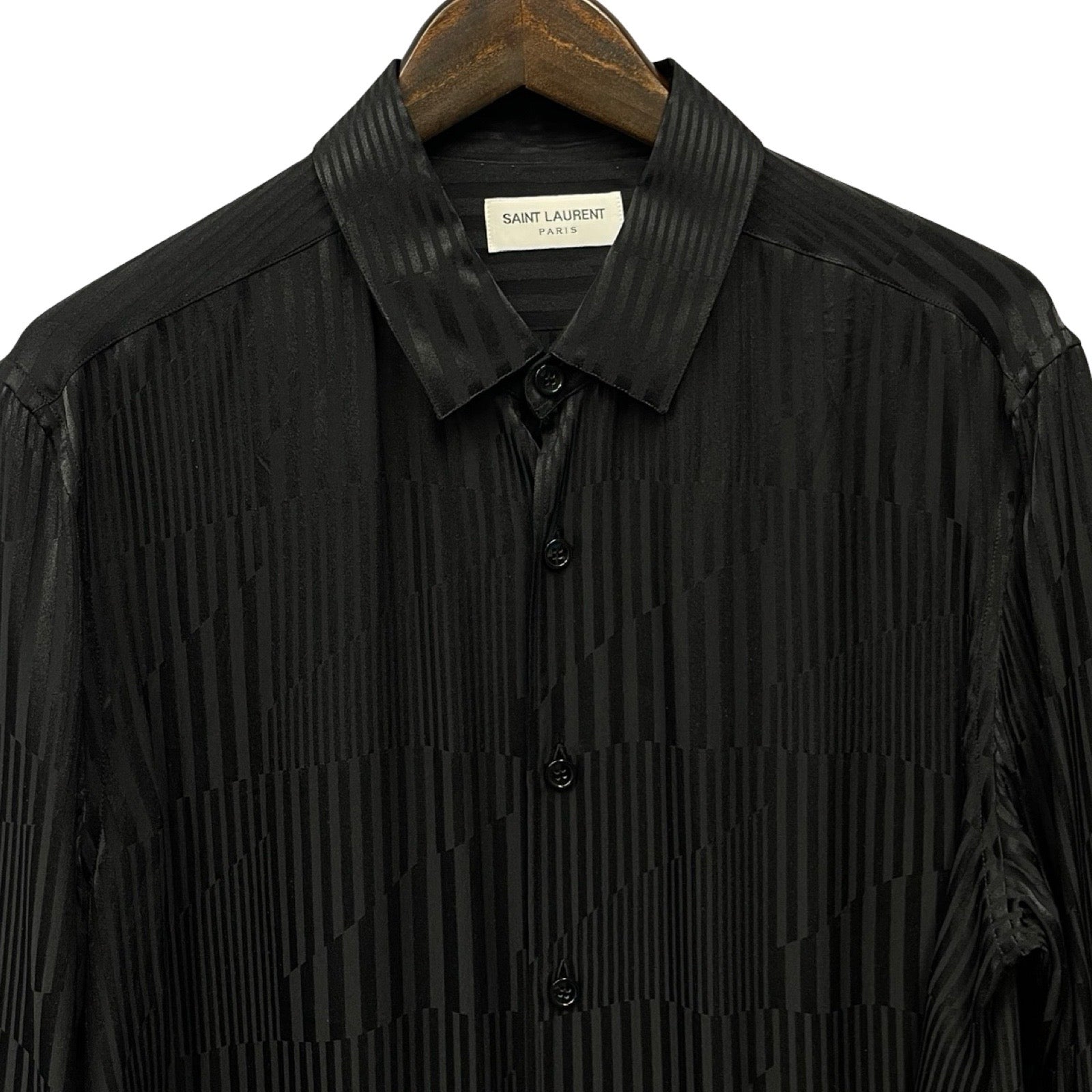 SAINT LAURENT PARIS 2019AW Silk Stripes Shirt 653860 Y1D89 Size 37