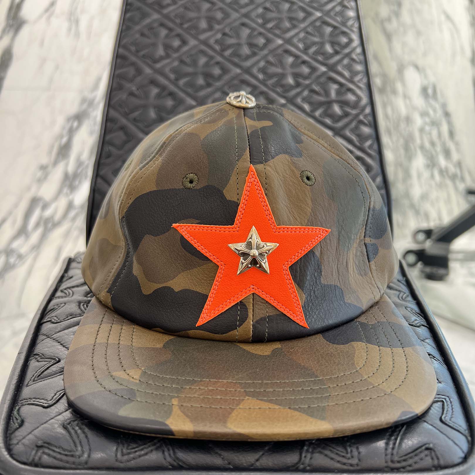 CHROME HEARTS Star Leather Patch Camouflage Leather Trucker Cap Size ONE SIZE (51-61) クロムハーツ スター レザーパッチ カモフラージュ レザートラッカーキャップ サイズONE SIZE (51-61)