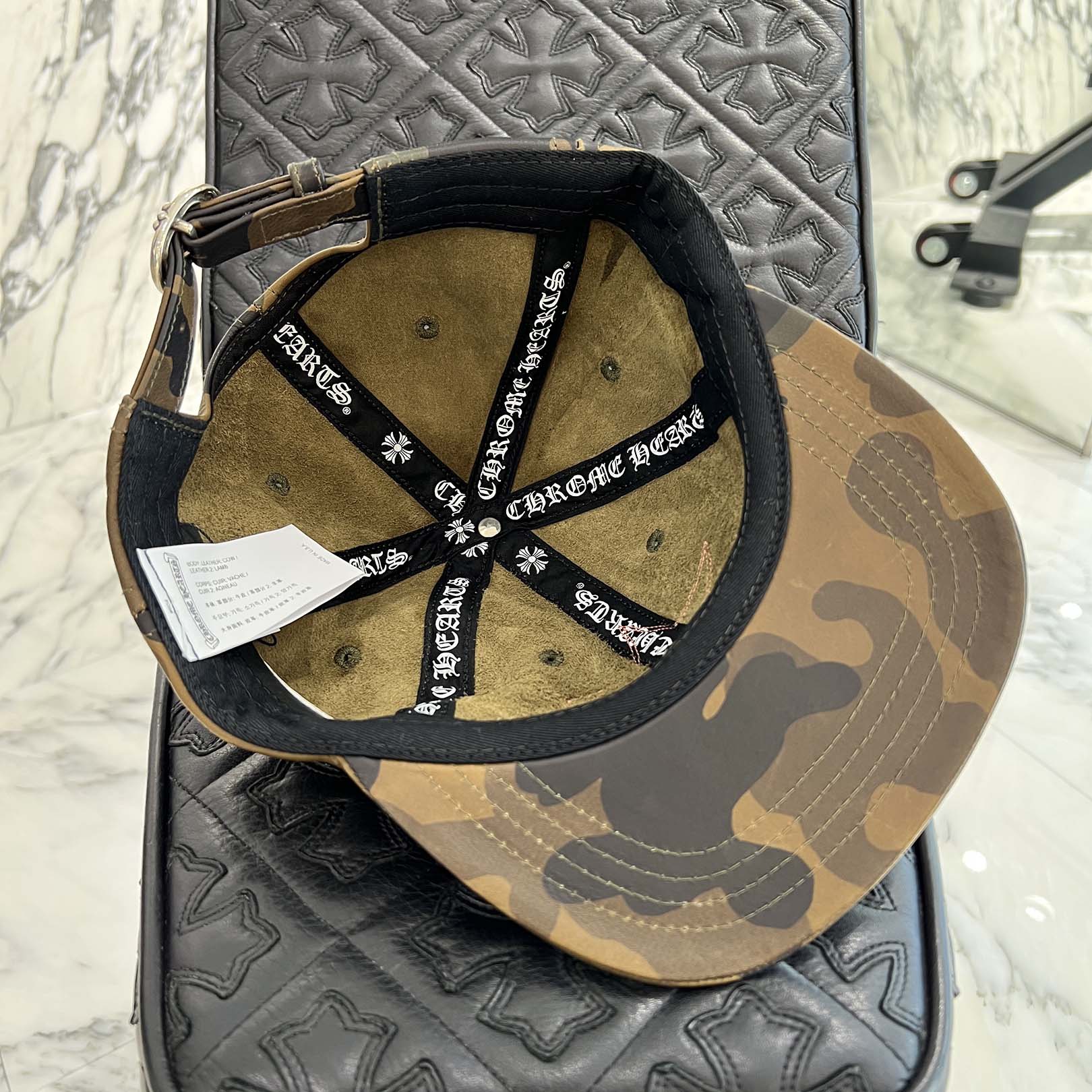 CHROME HEARTS Star Leather Patch Camouflage Leather Trucker Cap