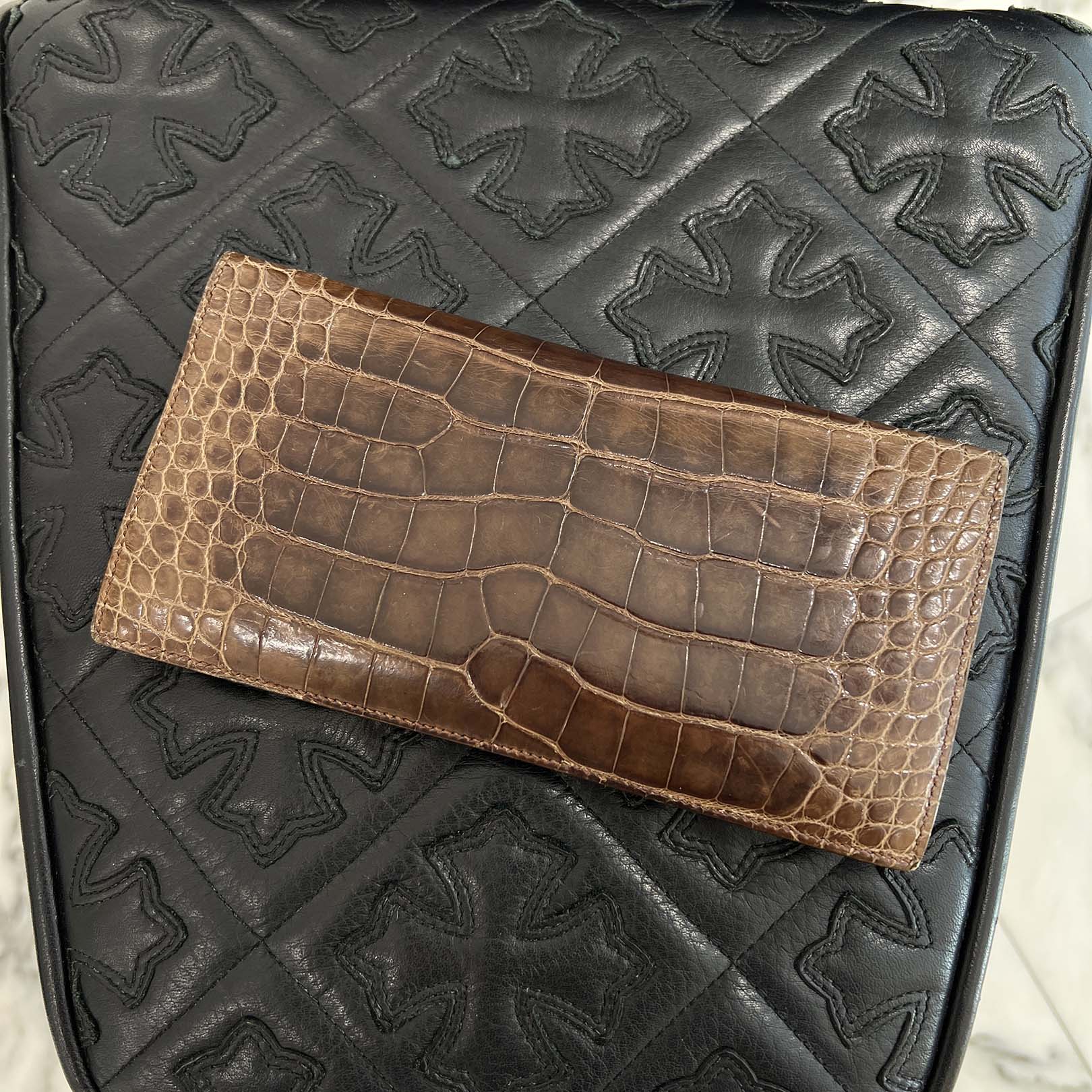 HERMES MC2 Fleming Crocodile Alligator Leather Wallet □L刻印
