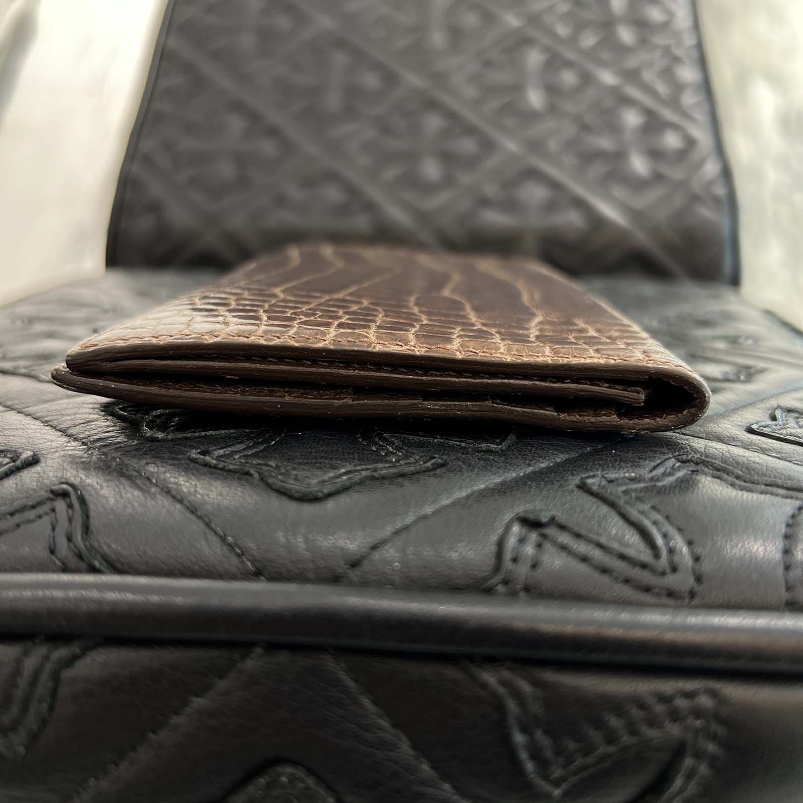 HERMES MC2 Fleming Crocodile Alligator Leather Wallet □L刻印