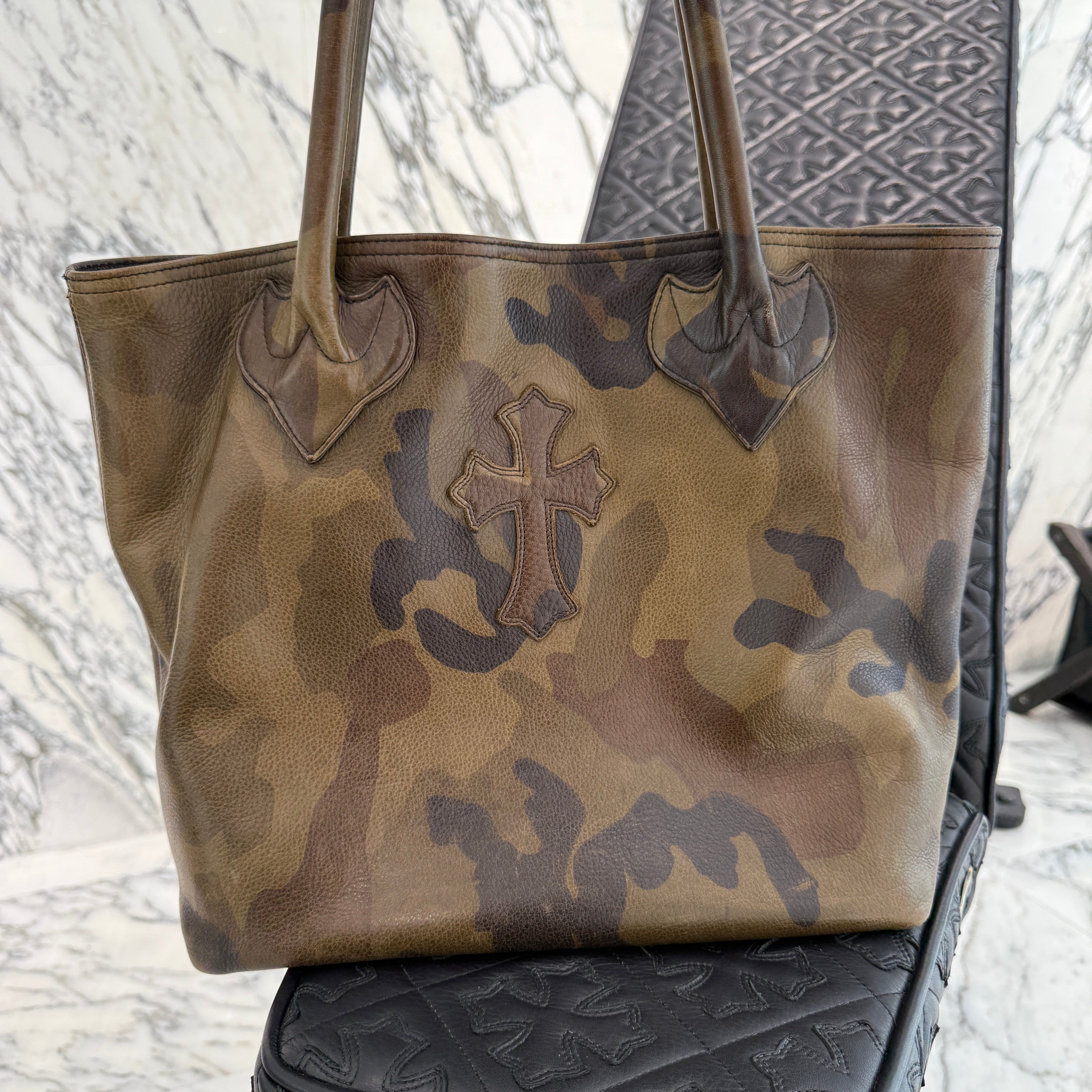 CHROME HEARTS Camouflage 1 Cross Leather Patch FS Tote Bag クロムハーツ カモフラージュ 1クロス レザーパッチ FS トートバッグ