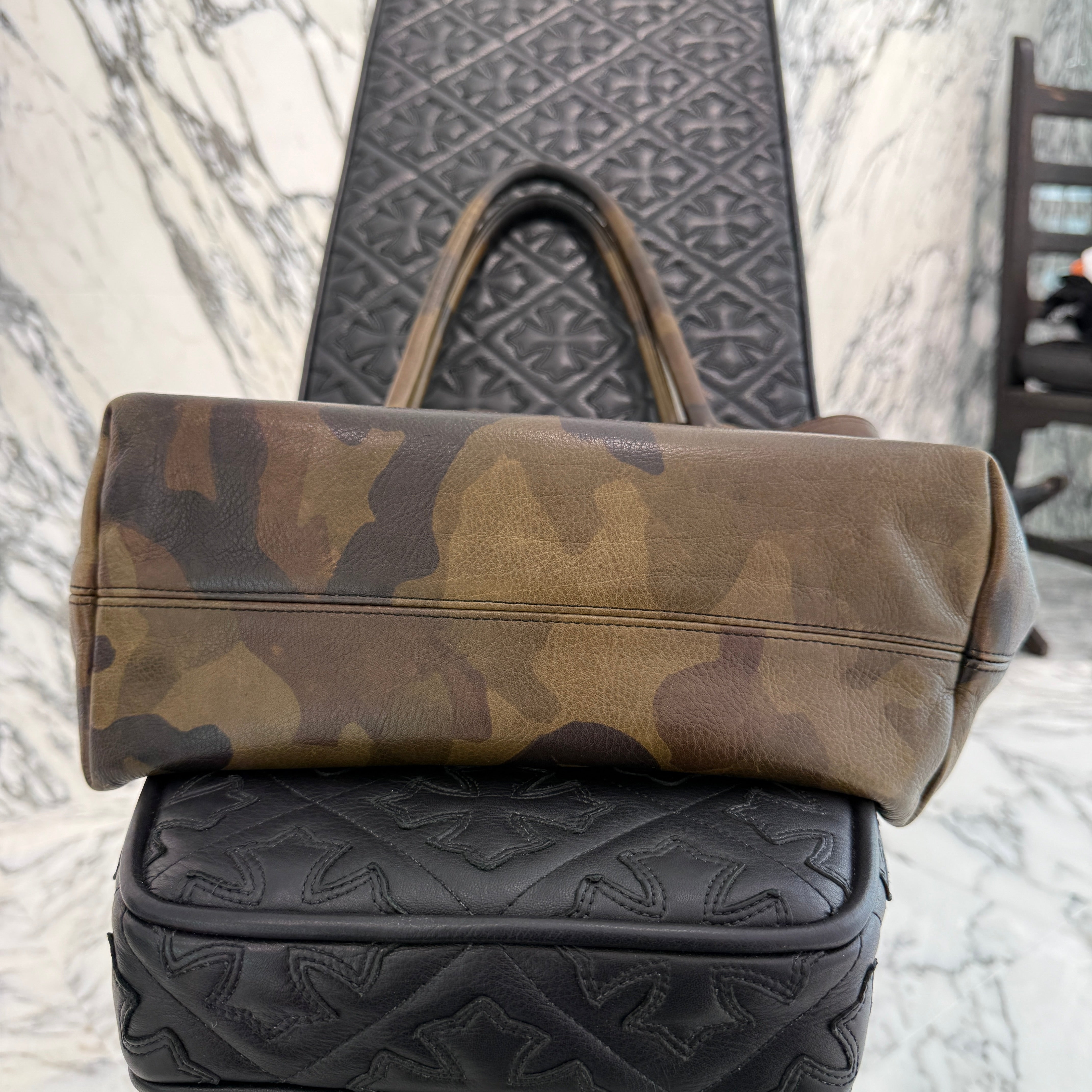 CHROME HEARTS Camouflage 1 Cross Leather Patch FS Tote Bag クロムハーツ カモフラージュ 1クロス レザーパッチ FS トートバッグ