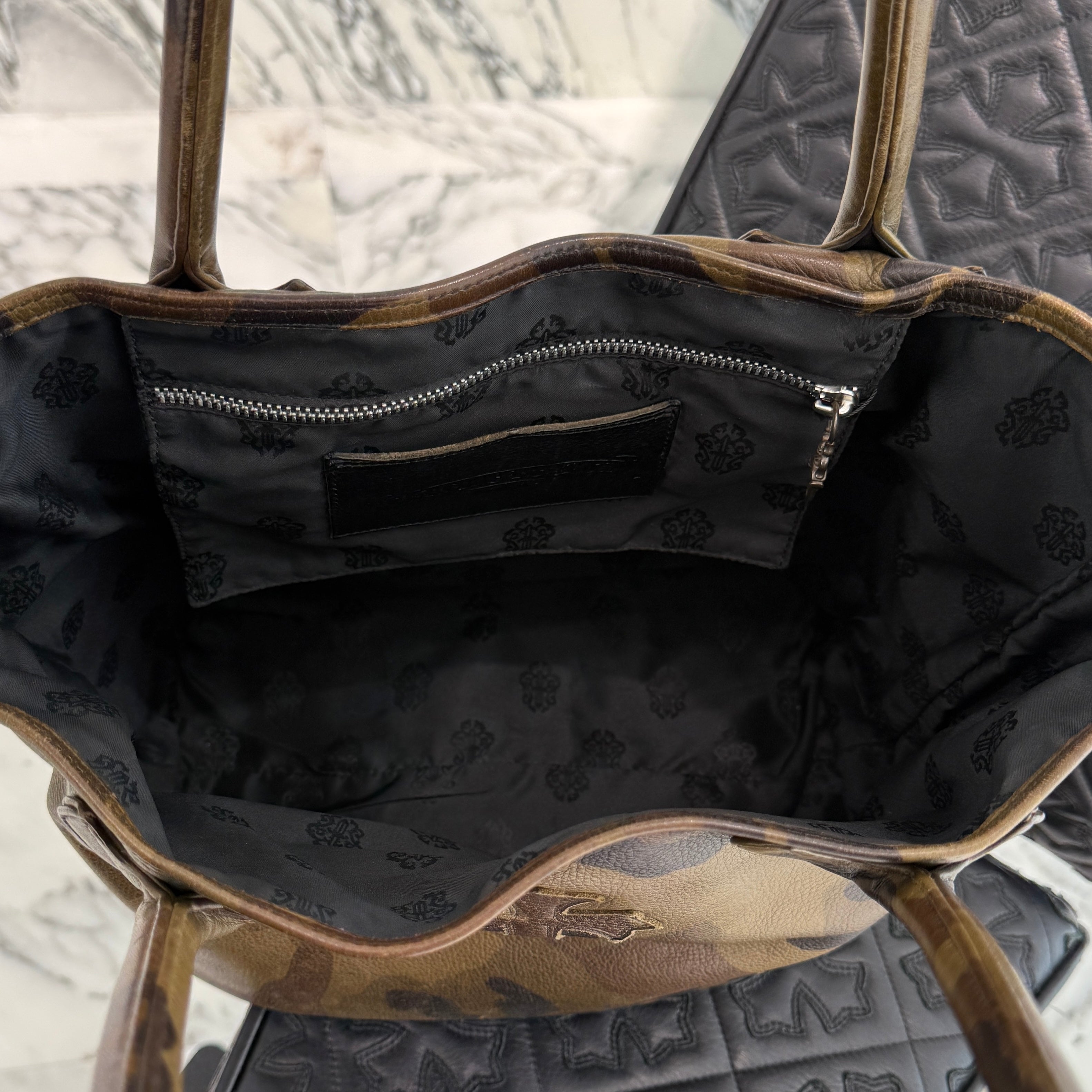 CHROME HEARTS Camouflage 1 Cross Leather Patch FS Tote Bag クロムハーツ カモフラージュ 1クロス レザーパッチ FS トートバッグ