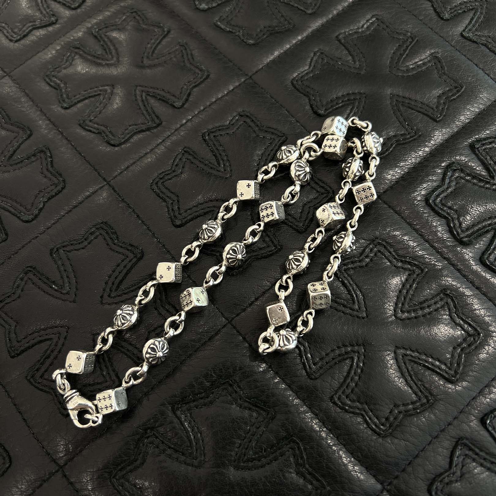 CHROME HEARTS DICE Cross Ball Silver Neckless Size 20 Inch クロム