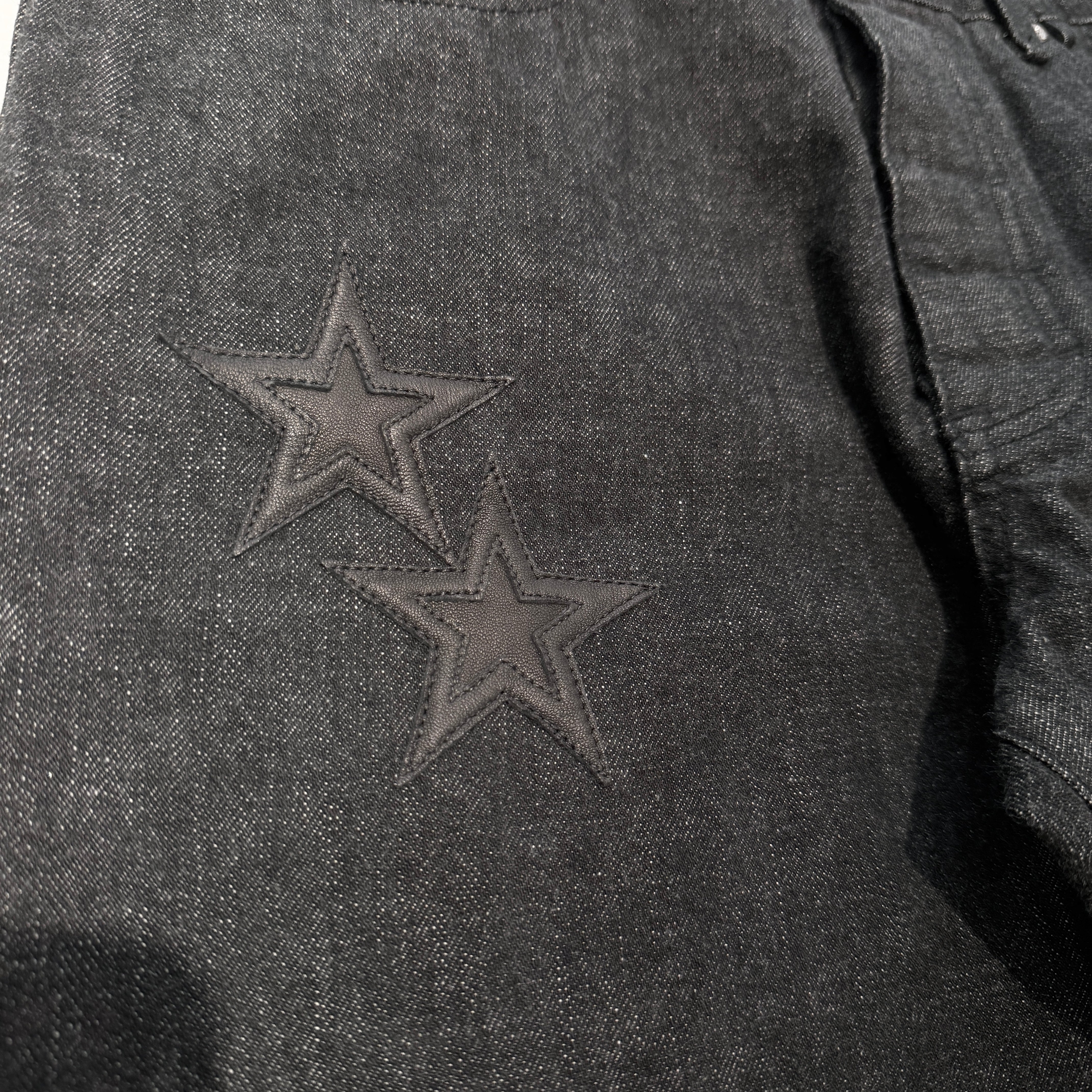 CHROME HEARTS Flare Knee Star Leather Patch Denim Pants Size 34 クロムハーツ フレアニースターパッチデニムパンツ サイズ34