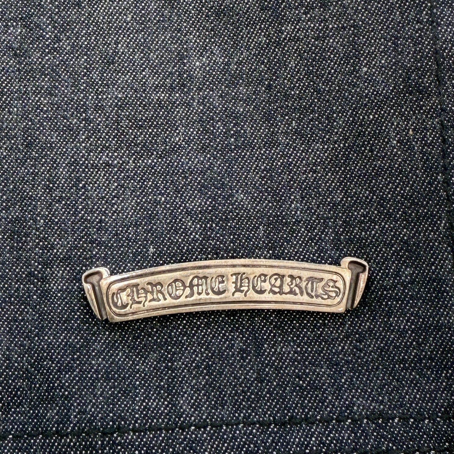 CHROME HEARTS Cemetery Cross Leather Patch Denim Apron クロムハーツ セメタリークロス レザーパッチ デニムエプロン シルバー925