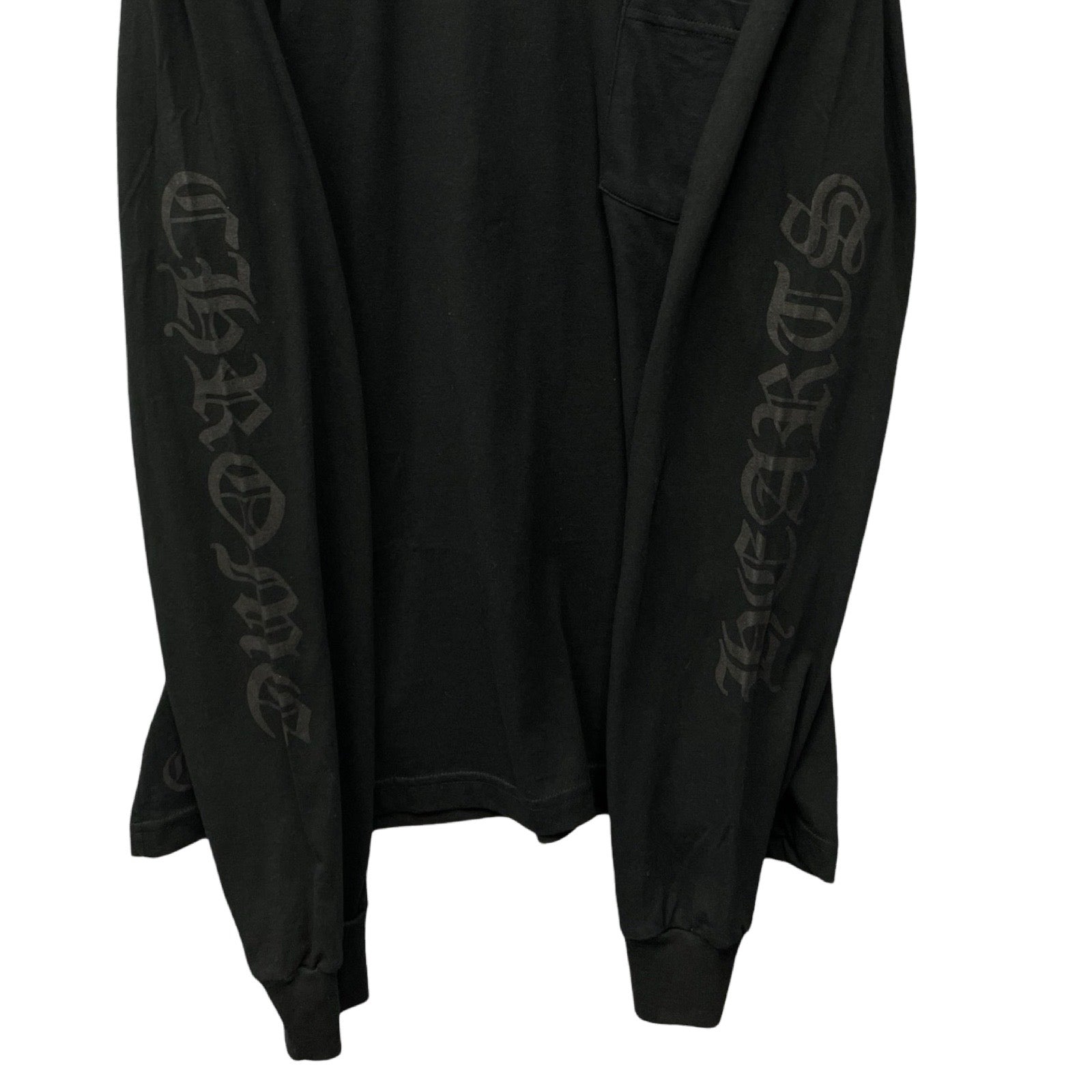 CHROME HEARTS Old English Neck Logo Dark Grey Long Sleeve Tee Size XXL