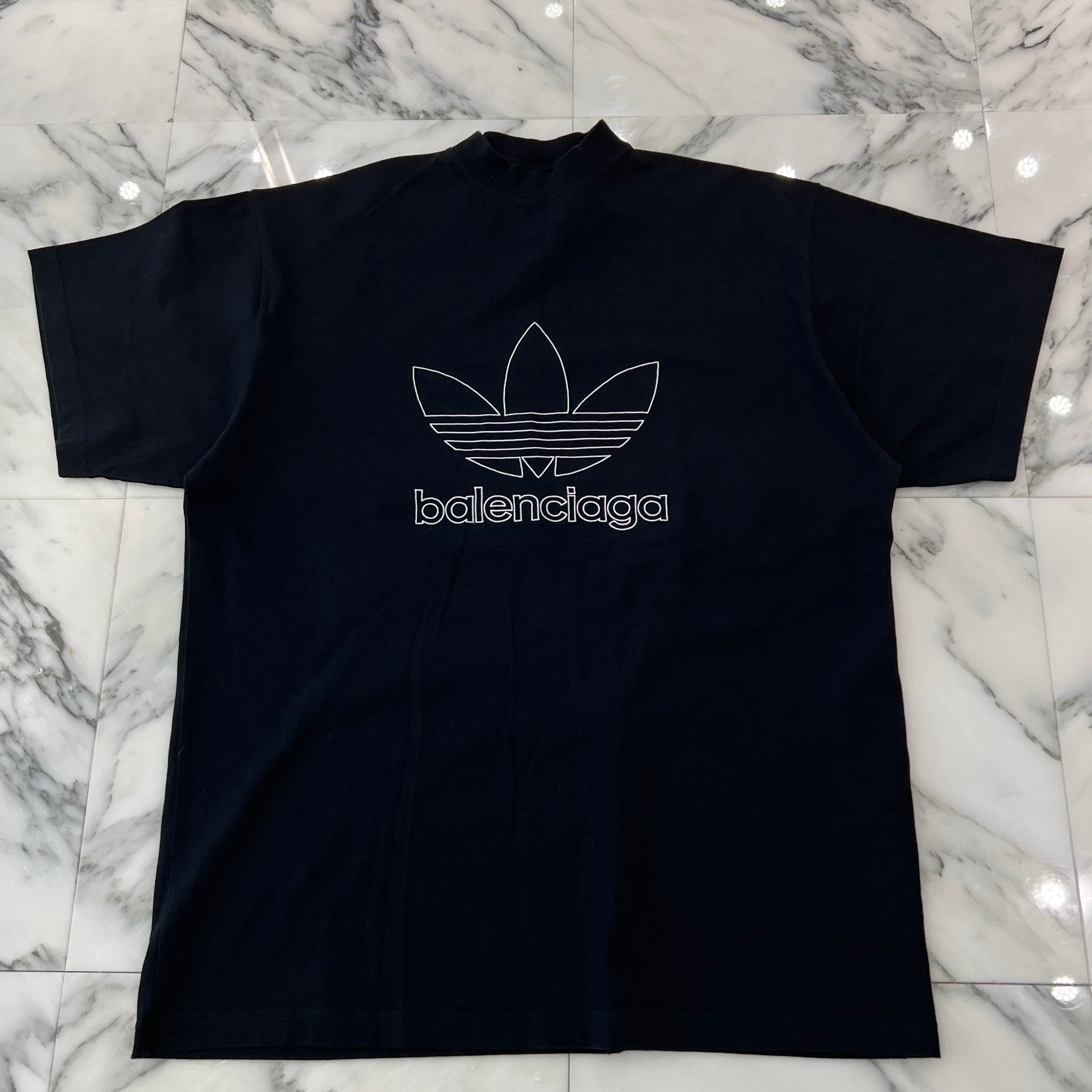 BALENCIAGA × adidas 2023SS Trefoil Logo Embroidery Tee 723976 TNVN8 Size L バレンシアガ × アディダス トレフォイルロゴ刺繡 Tシャツ サイズL