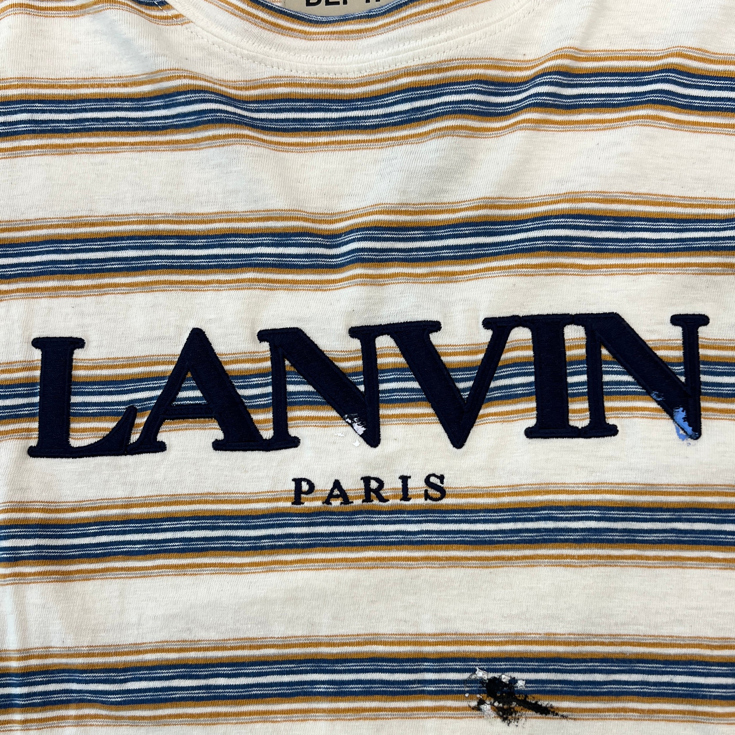 GALLERY DEPT. × LANVIN 2022SS Painted Logo Embroidery Border RM-TSG009-J043-P22 Size XL ギャラリーデプト × ランバン ペイント加工 ロゴ刺繍ボーダー Tシャツ サイズXL