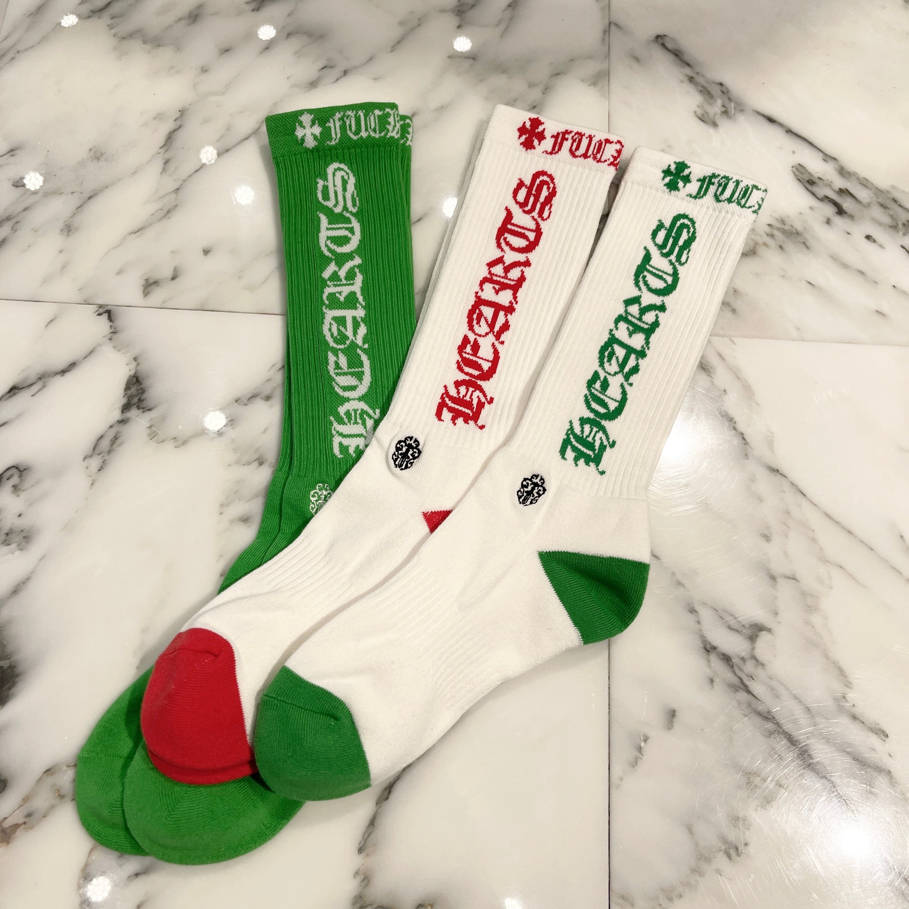 CHROME HEARTS Vine Dagger Embroidery Fuck You Socks Size L(27-30) クロムハーツ ヴァインダガー刺繍 ファックユーロゴ ソックス セット サイズL(27-30)