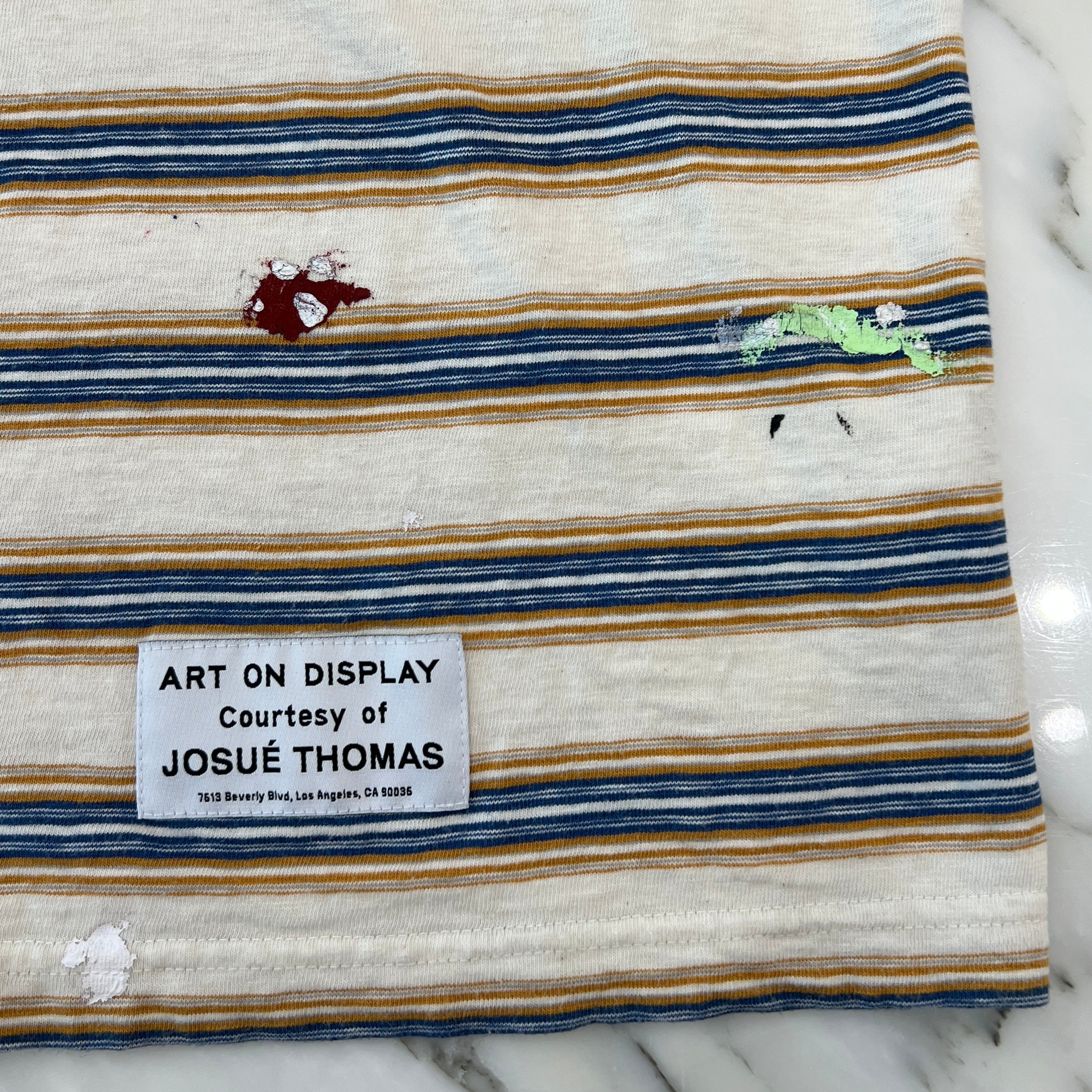 GALLERY DEPT. × LANVIN 2022SS Painted Logo Embroidery Border RM-TSG009-J043-P22 Size XL ギャラリーデプト × ランバン ペイント加工 ロゴ刺繍ボーダー Tシャツ サイズXL