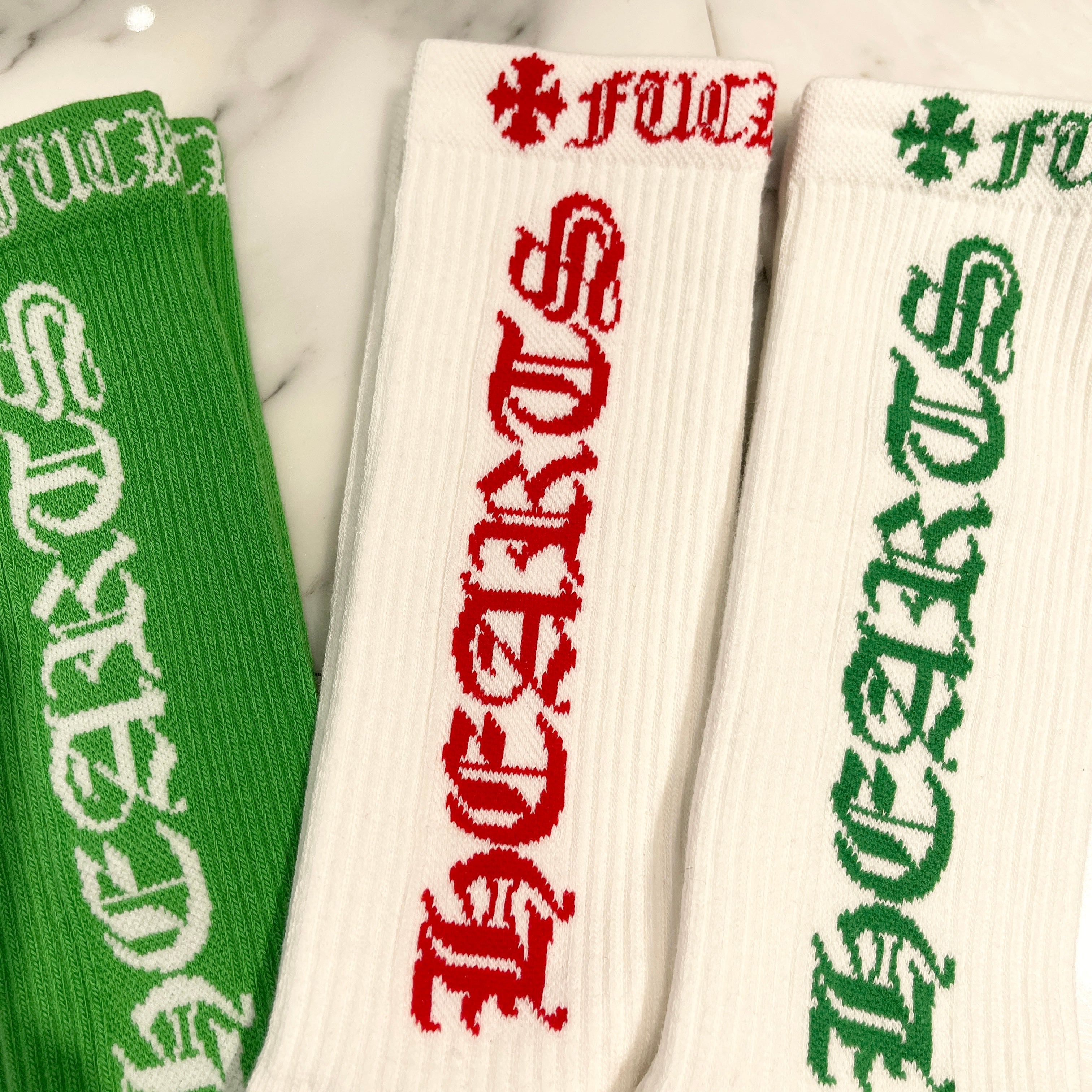 CHROME HEARTS Vine Dagger Embroidery Fuck You Socks Size L(27-30) クロムハーツ ヴァインダガー刺繍 ファックユーロゴ ソックス セット サイズL(27-30)