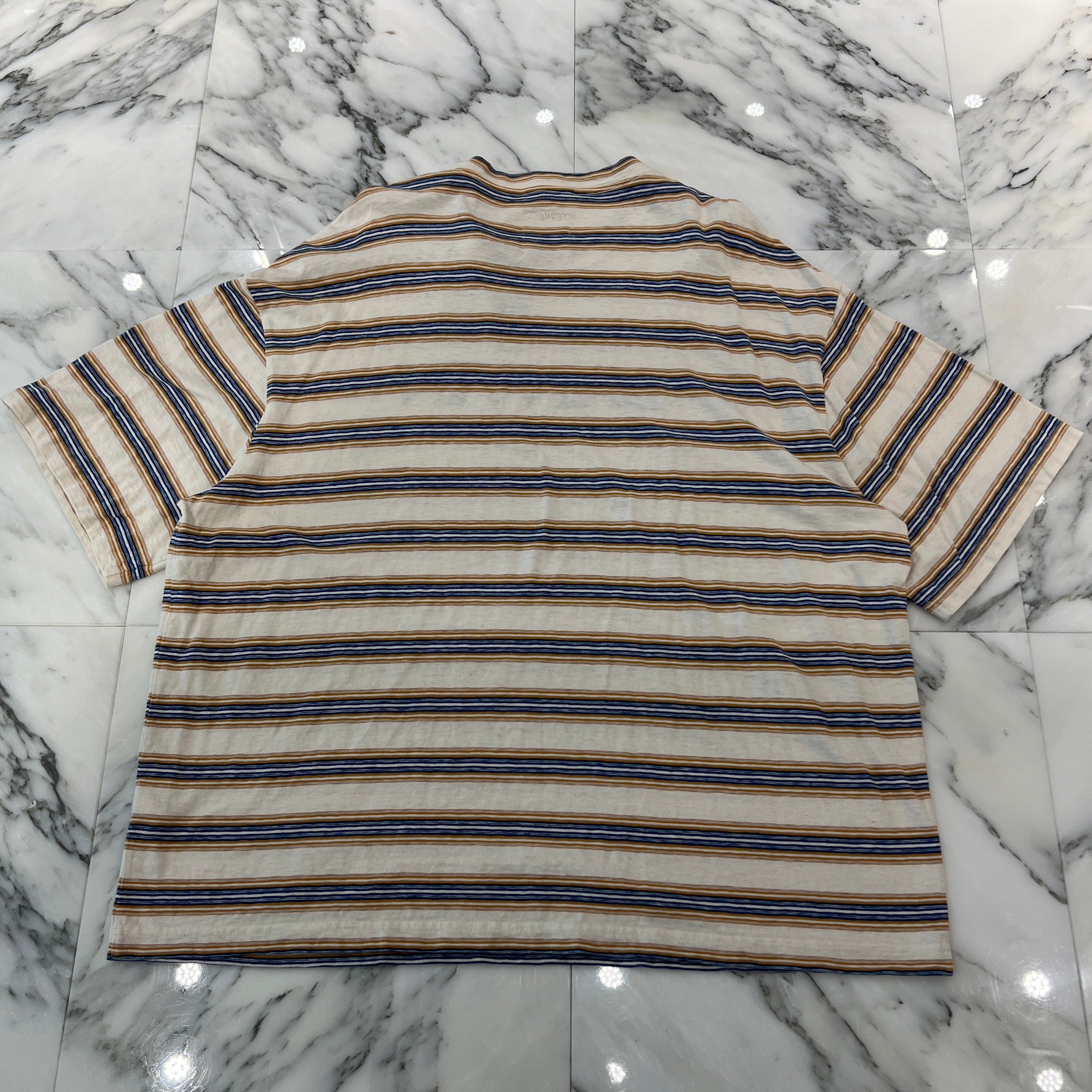 GALLERY DEPT. × LANVIN 2022SS Painted Logo Embroidery Border RM-TSG009-J043-P22 Size XL ギャラリーデプト × ランバン ペイント加工 ロゴ刺繍ボーダー Tシャツ サイズXL