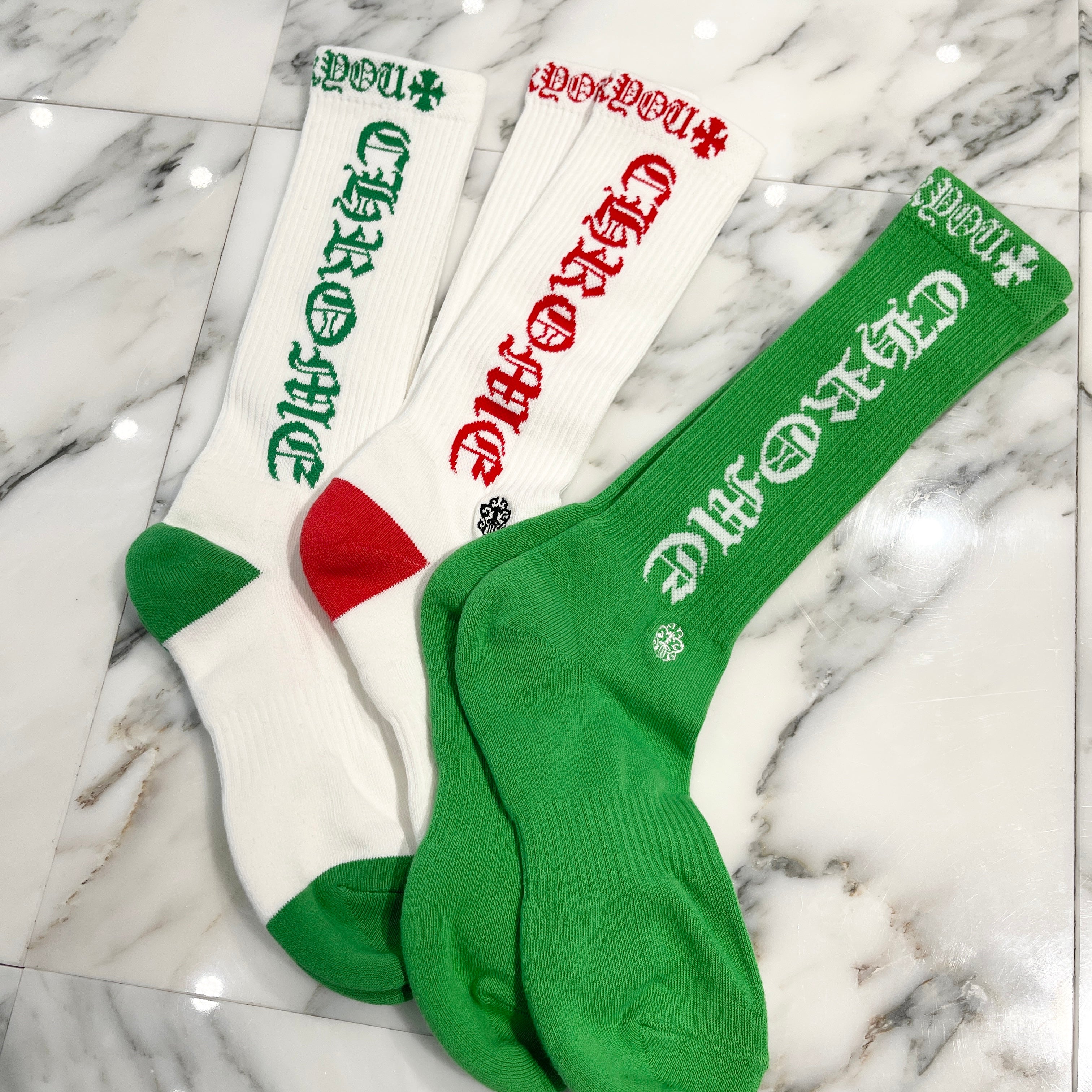 CHROME HEARTS Vine Dagger Embroidery Fuck You Socks Size L(27-30) クロムハーツ ヴァインダガー刺繍 ファックユーロゴ ソックス セット サイズL(27-30)