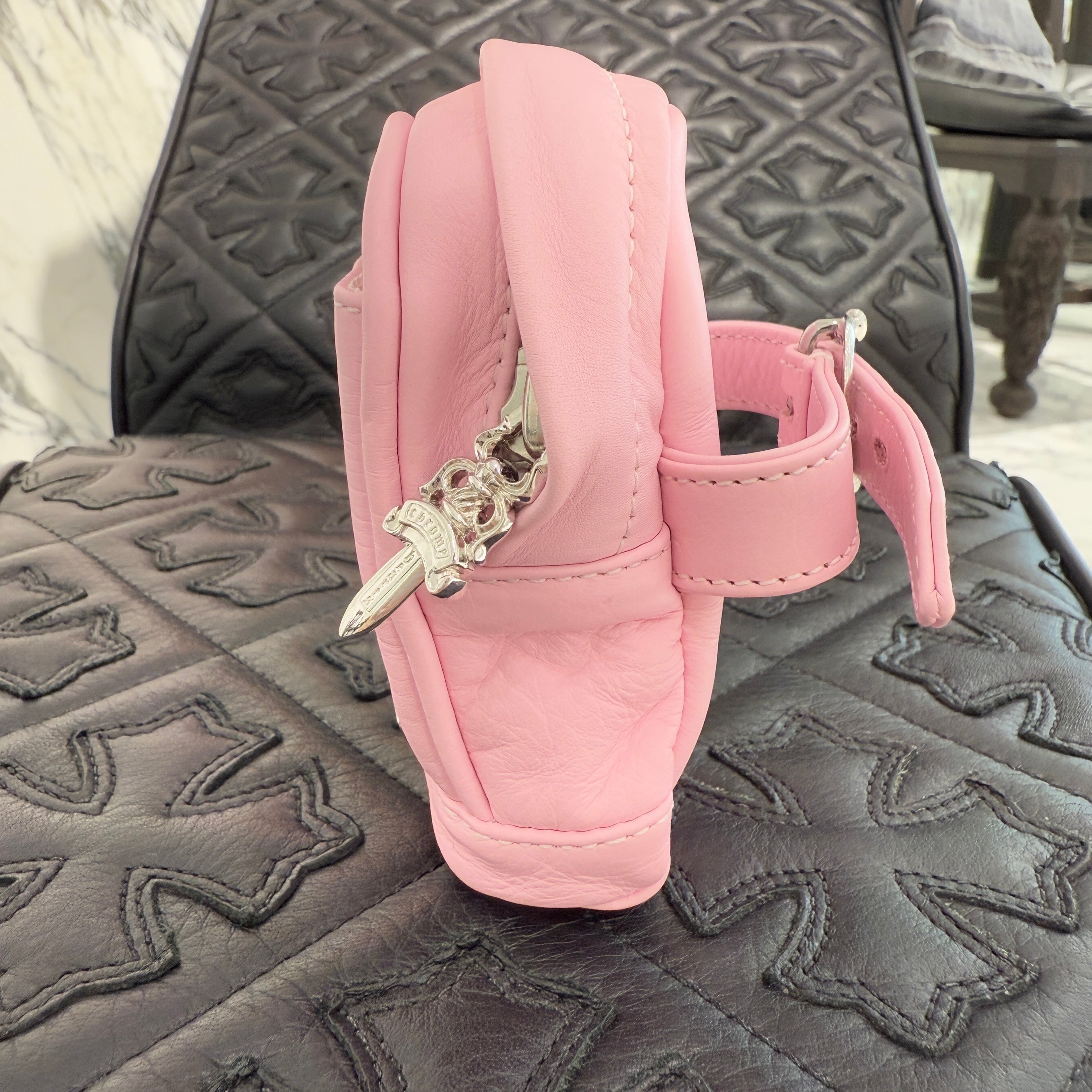 CHROME HEART Paris Exclusive Baby Pink Leather Wrist Bag クロムハーツ パリ限定 ベビーピンク レザー リストバッグ
