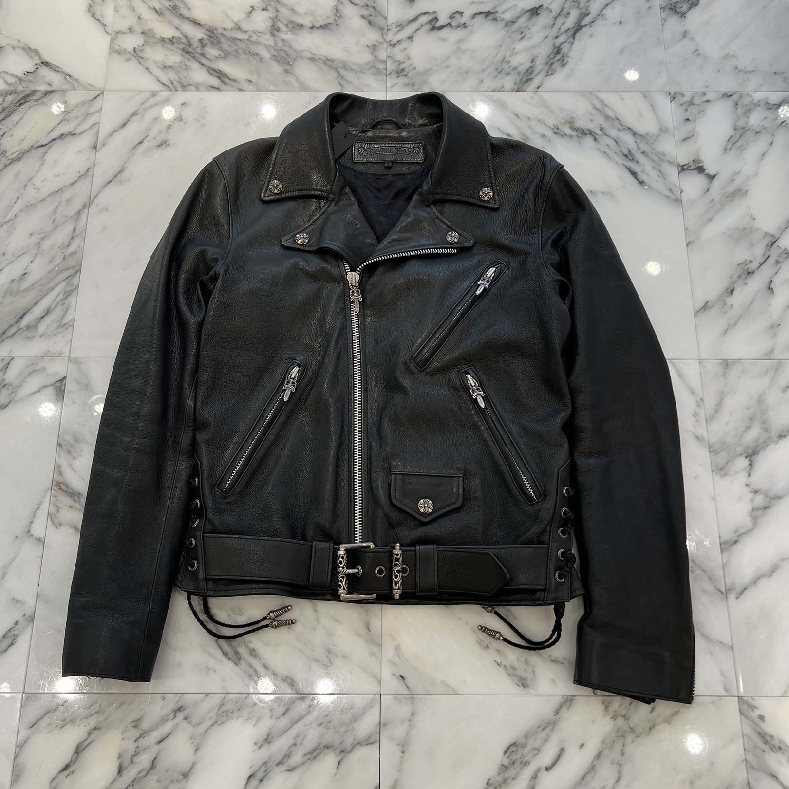 CHROME HEARTS JJ DEAN Dagger Zip Riders Leather Jacket Size M クロムハーツ JJディーン ダガー ジップ ライダース レザージャケット サイズM