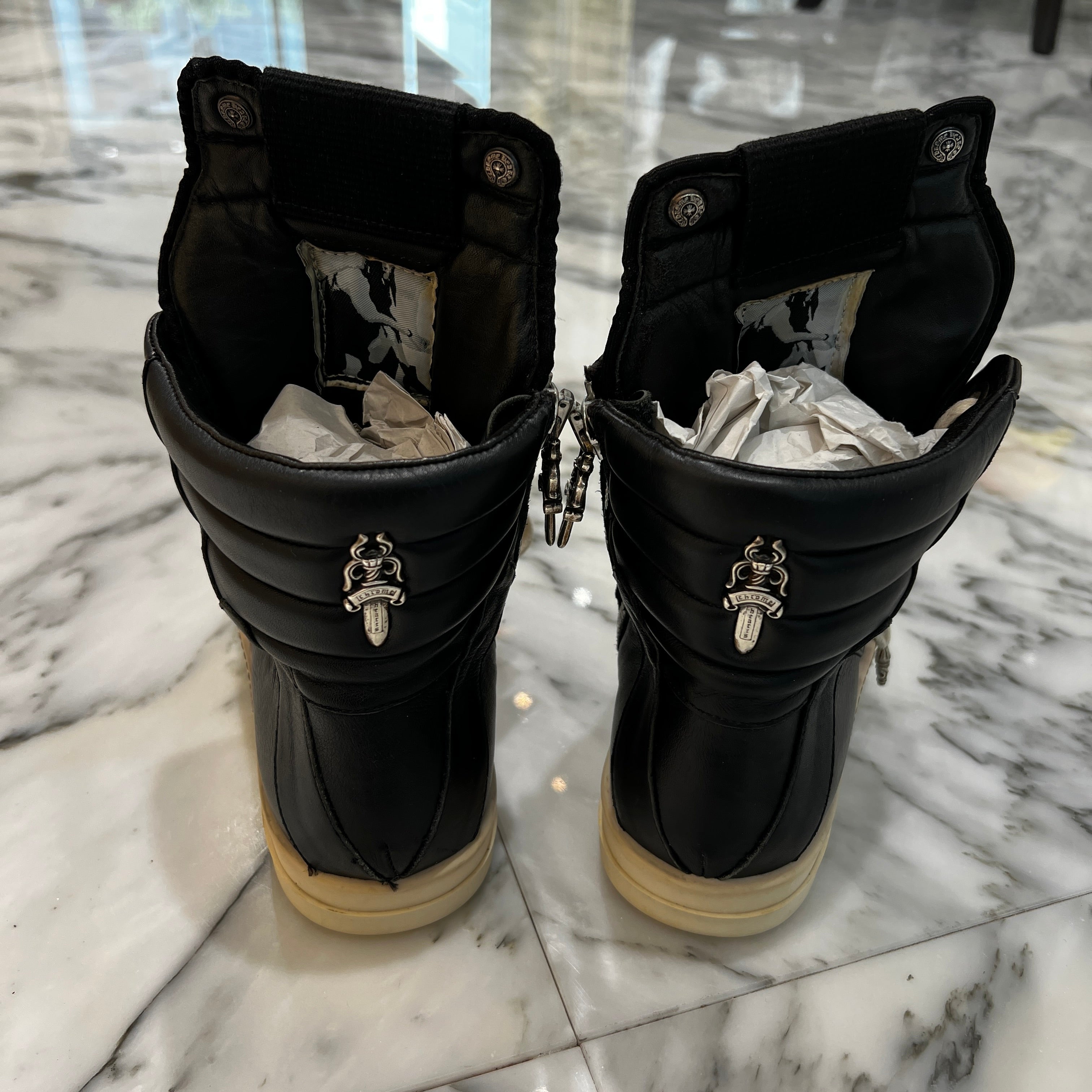 CHROME HEARTS × Rick Owens Geobasket Leather Sneakers Size 36 クロムハーツ×リックオーエンス ジオバスケット レザースニーカー サイズ36