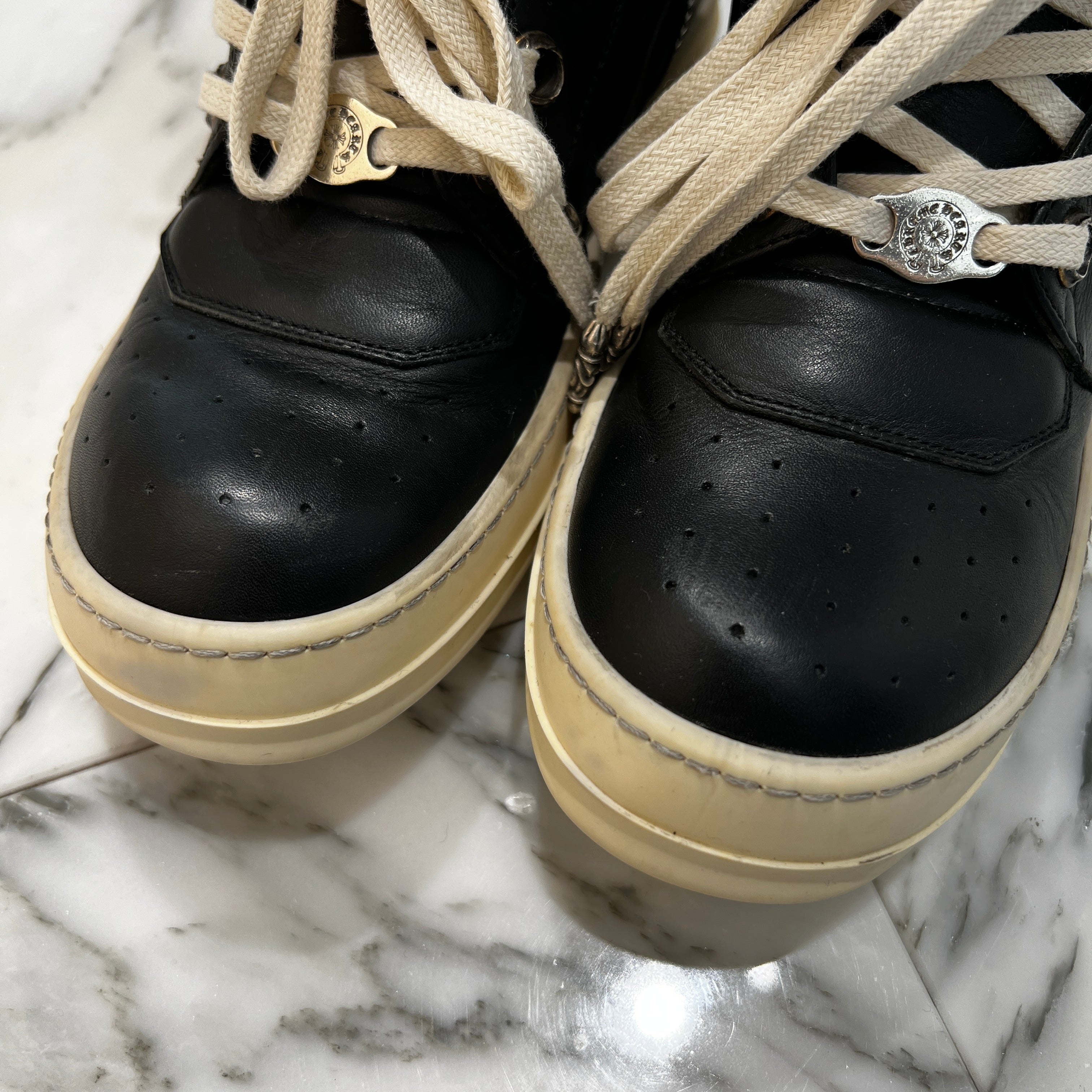CHROME HEARTS × Rick Owens Geobasket Leather Sneakers Size 36 クロムハーツ×リックオーエンス ジオバスケット レザースニーカー サイズ36