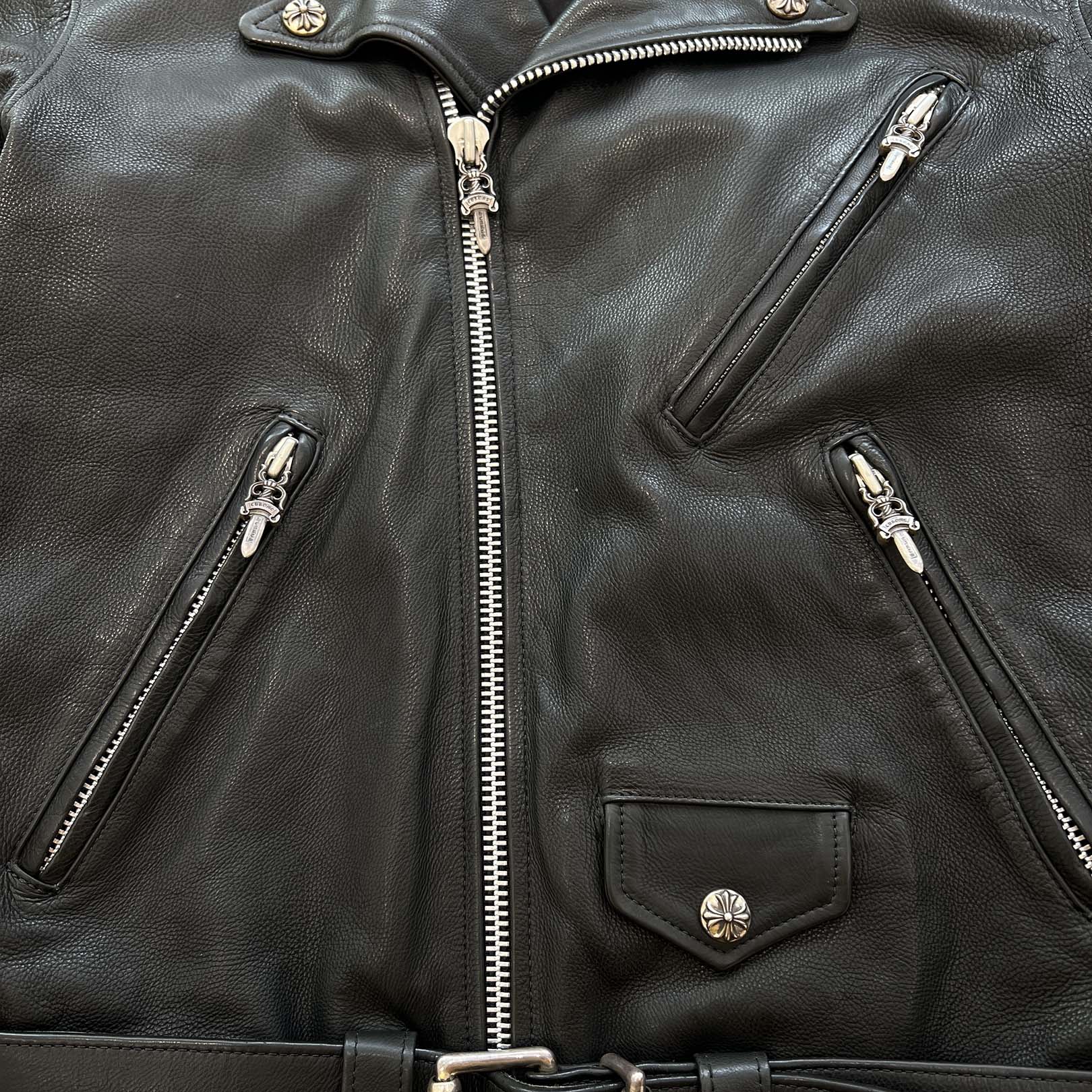 CHROME HEARTS JJ DEAN Dagger Zip Riders Leather Jacket Size M