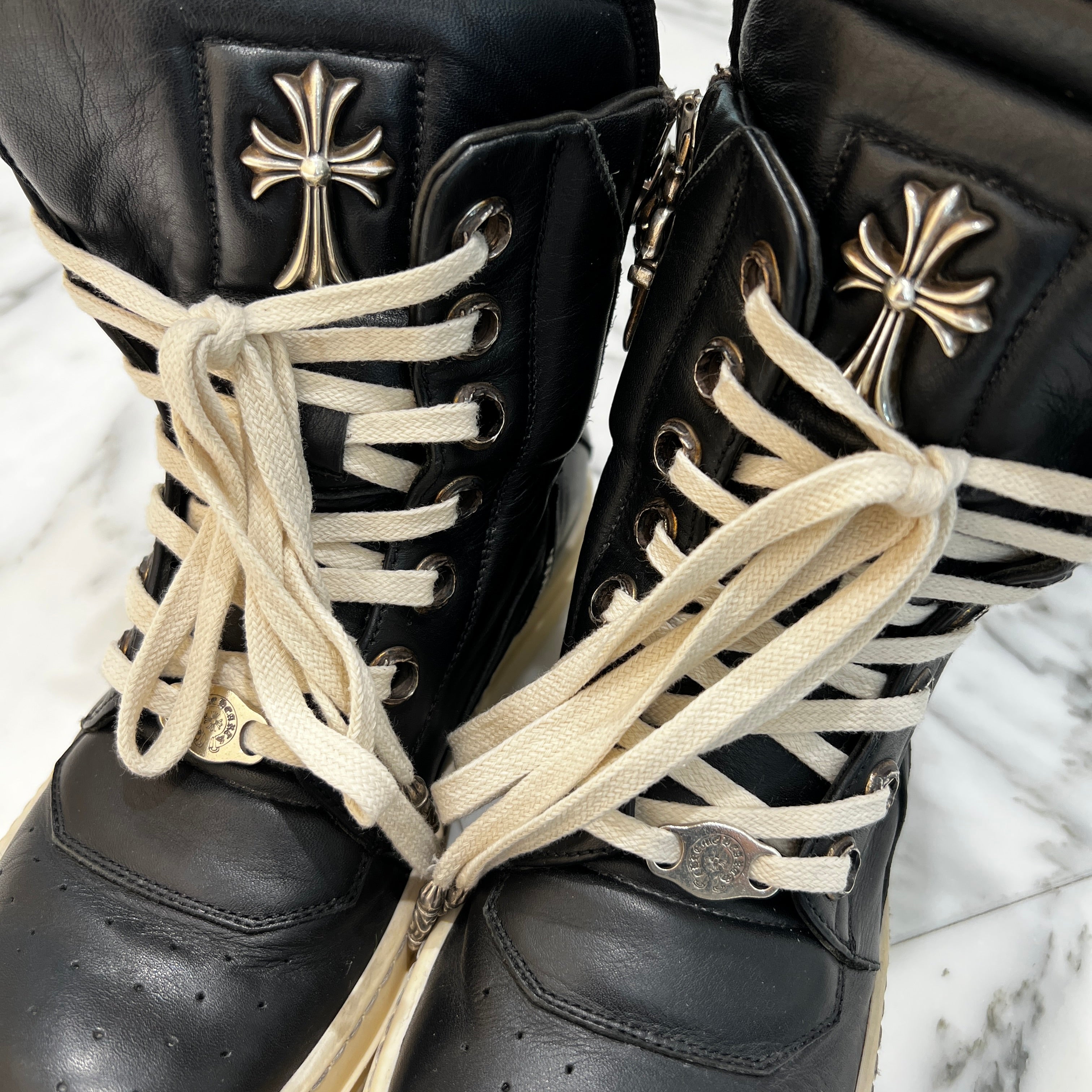 CHROME HEARTS × Rick Owens Geobasket Leather Sneakers Size 36 クロムハーツ×リックオーエンス ジオバスケット レザースニーカー サイズ36