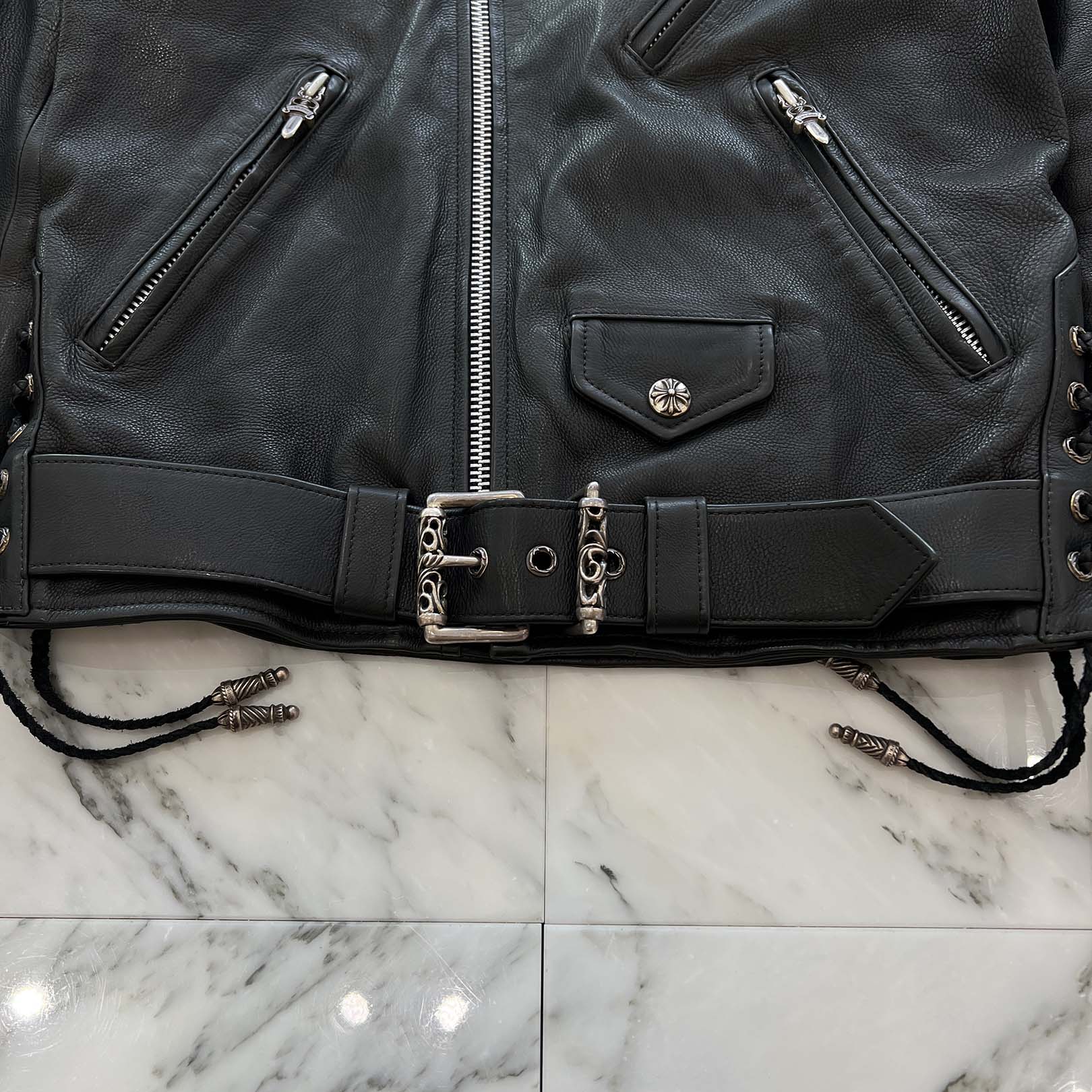 CHROME HEARTS JJ DEAN Dagger Zip Riders Leather Jacket Size M クロムハーツ JJディーン ダガー ジップ ライダース レザージャケット サイズM