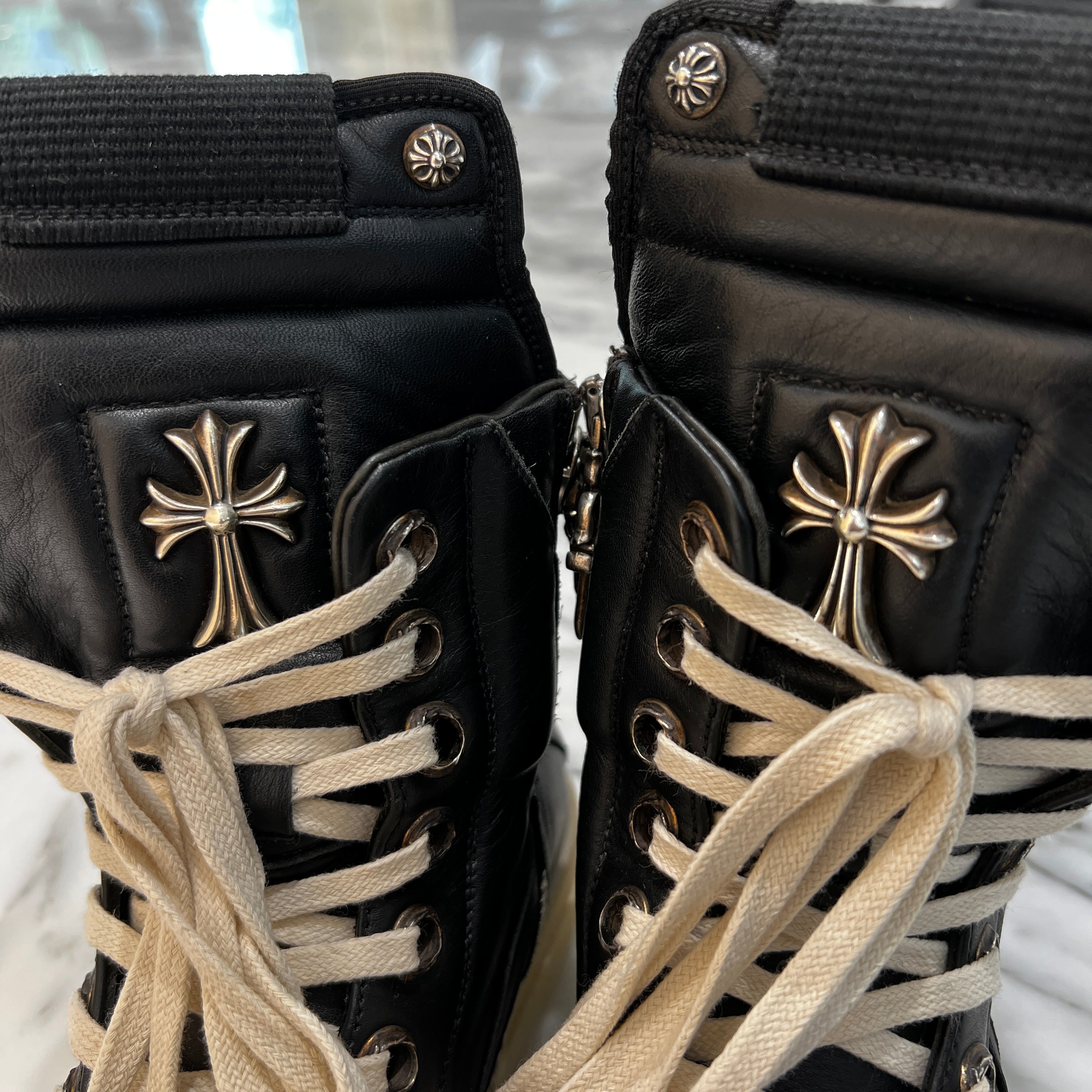 CHROME HEARTS × Rick Owens Geobasket Leather Sneakers Size 36 クロムハーツ×リックオーエンス ジオバスケット レザースニーカー サイズ36