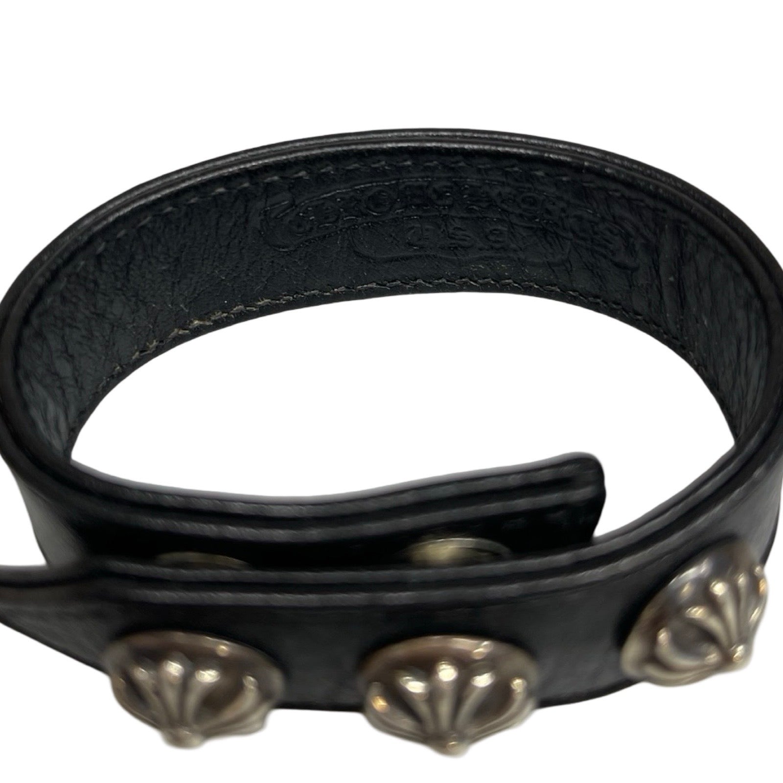 CHROME HEARTS 3BTN 2SNP CH Plus Leather Bracelet