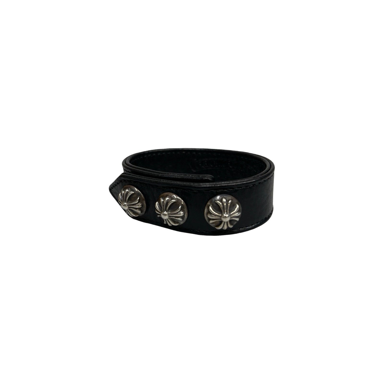 CHROME HEARTS 3BTN 2SNP CH Plus Leather Bracelet