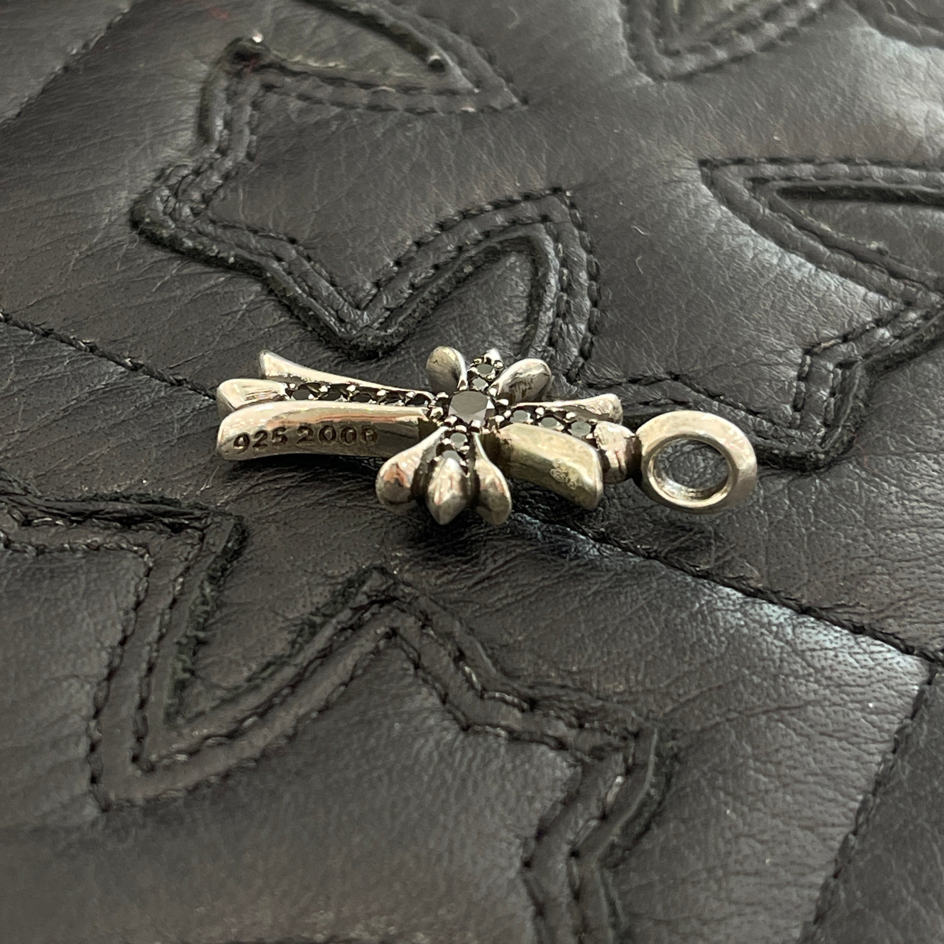 CHROME HEARTS Tiny Fat Cross Pave Black Diamond Pendant Top