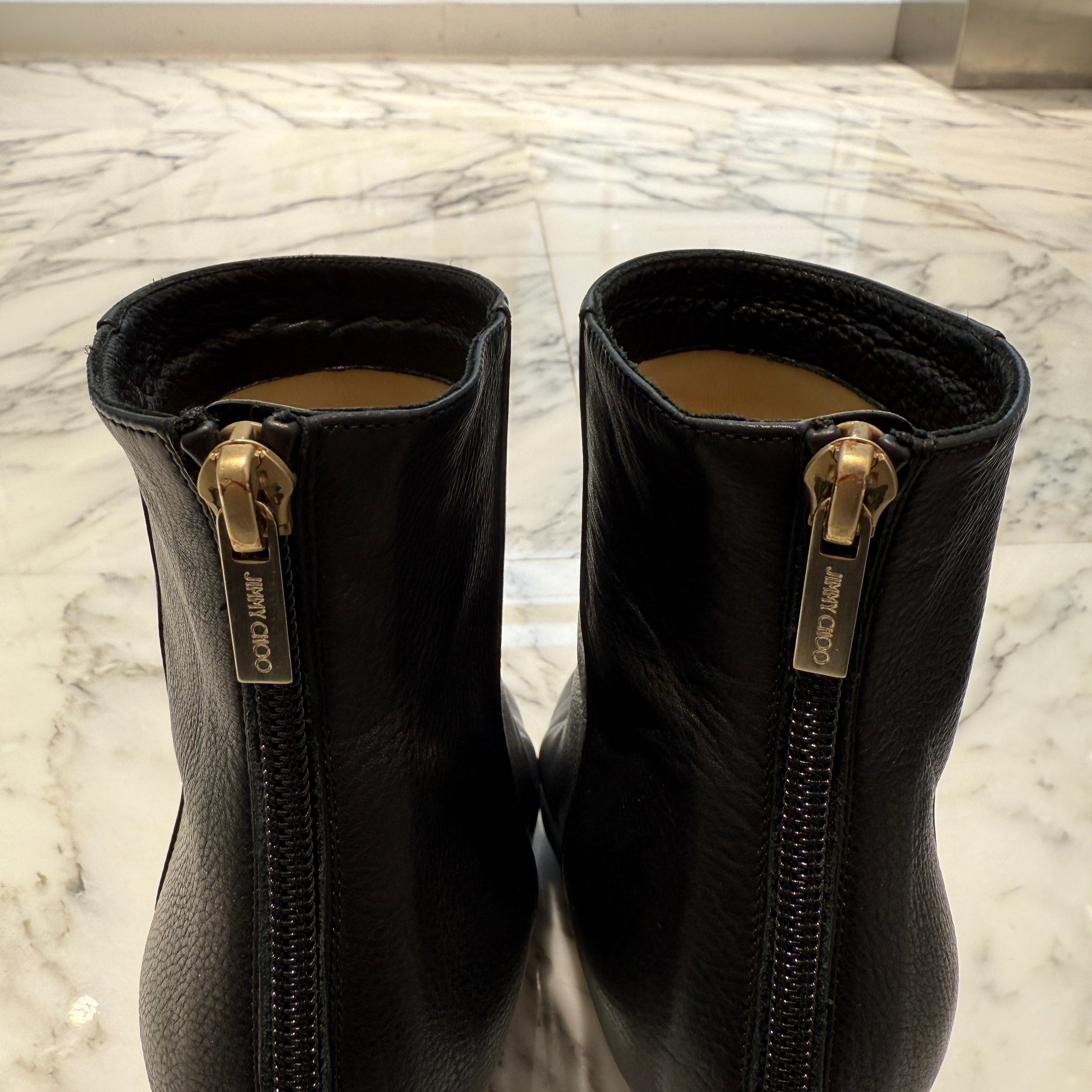 JIMMY CHOO Leather Short Boots size 37 1/2 ジミーチュウ