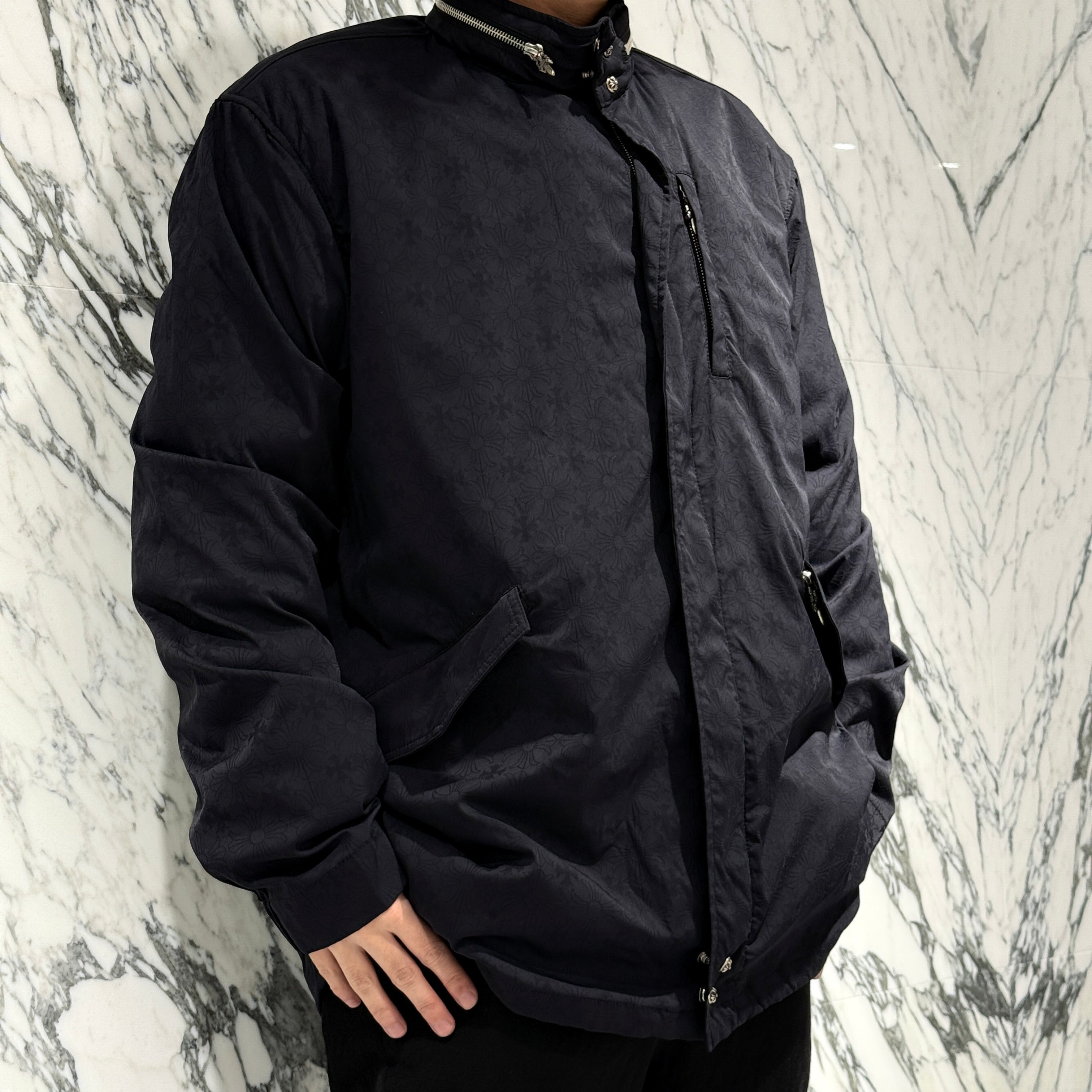 CHROME HEARTS CH Plus Cross Dagger Zip Nylon Coat Size M