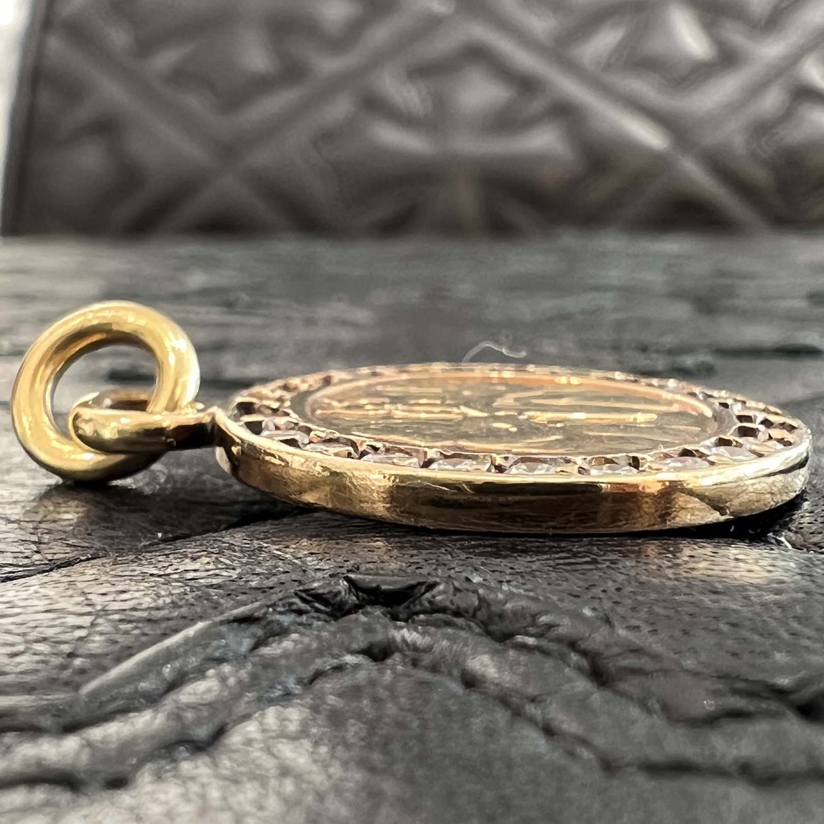 CHROME HEARTS 22K ANGEL MEDAL Pave Diamond Pendant Top クロムハーツ 22K エンジェル メダル パヴェ ダイヤモンド ペンダントトップ