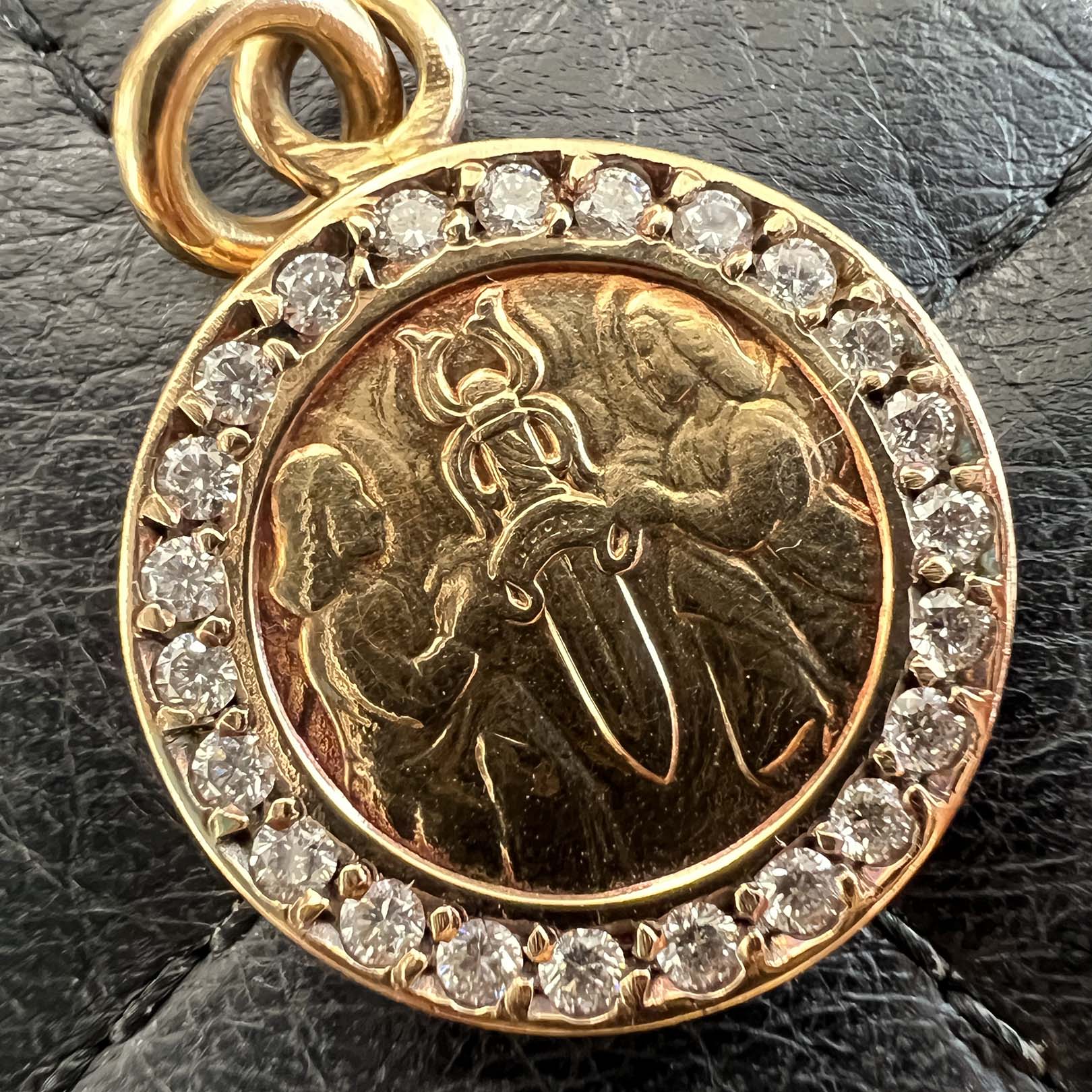 CHROME HEARTS 22K ANGEL MEDAL Pave Diamond Pendant Top クロムハーツ 22K エンジェル メダル パヴェ ダイヤモンド ペンダントトップ