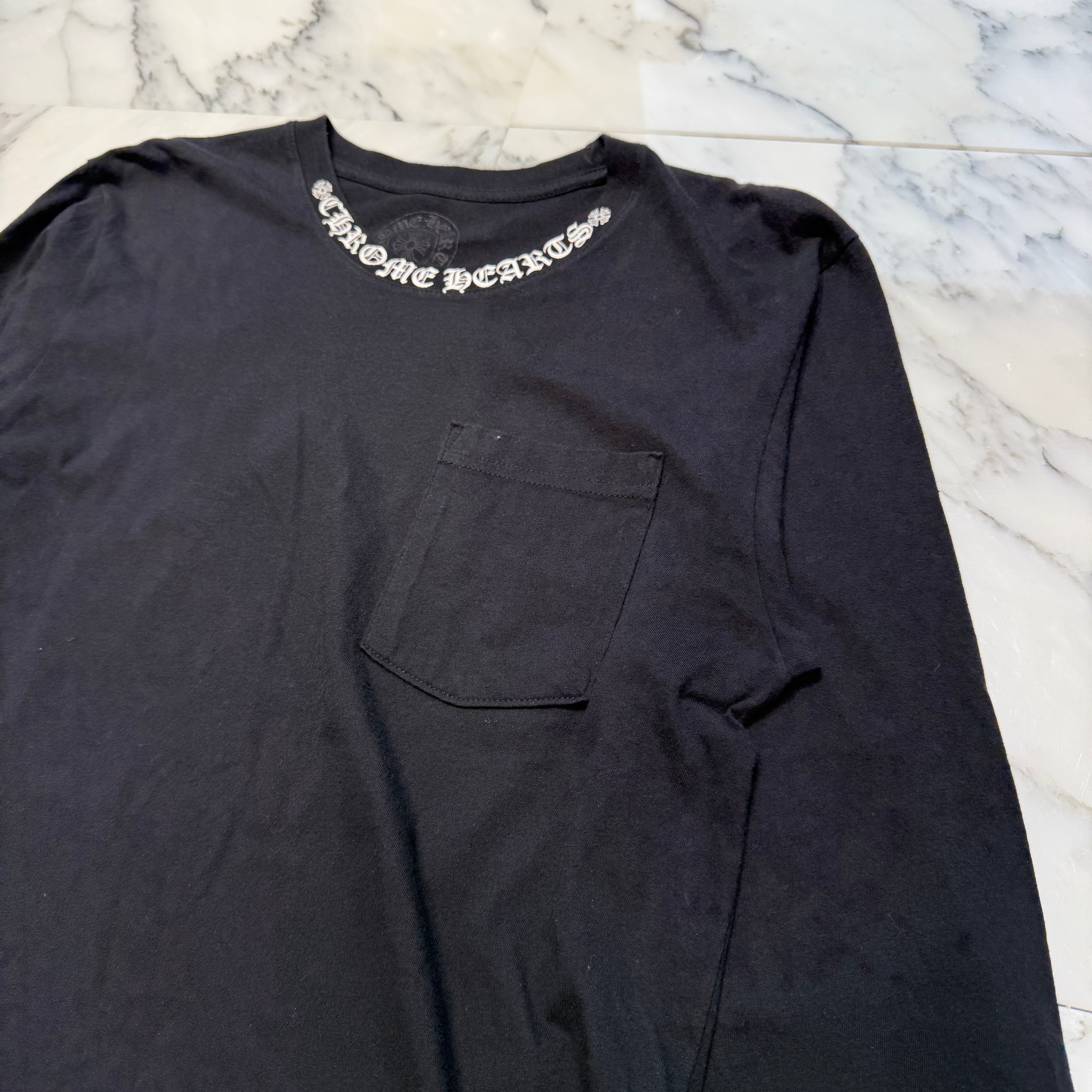 CHROME HEARTS Neck Logo Back Horseshoe Long Sleeve Tee Size M クロムハーツ ネックロゴバックホースシューTシャツ サイズM