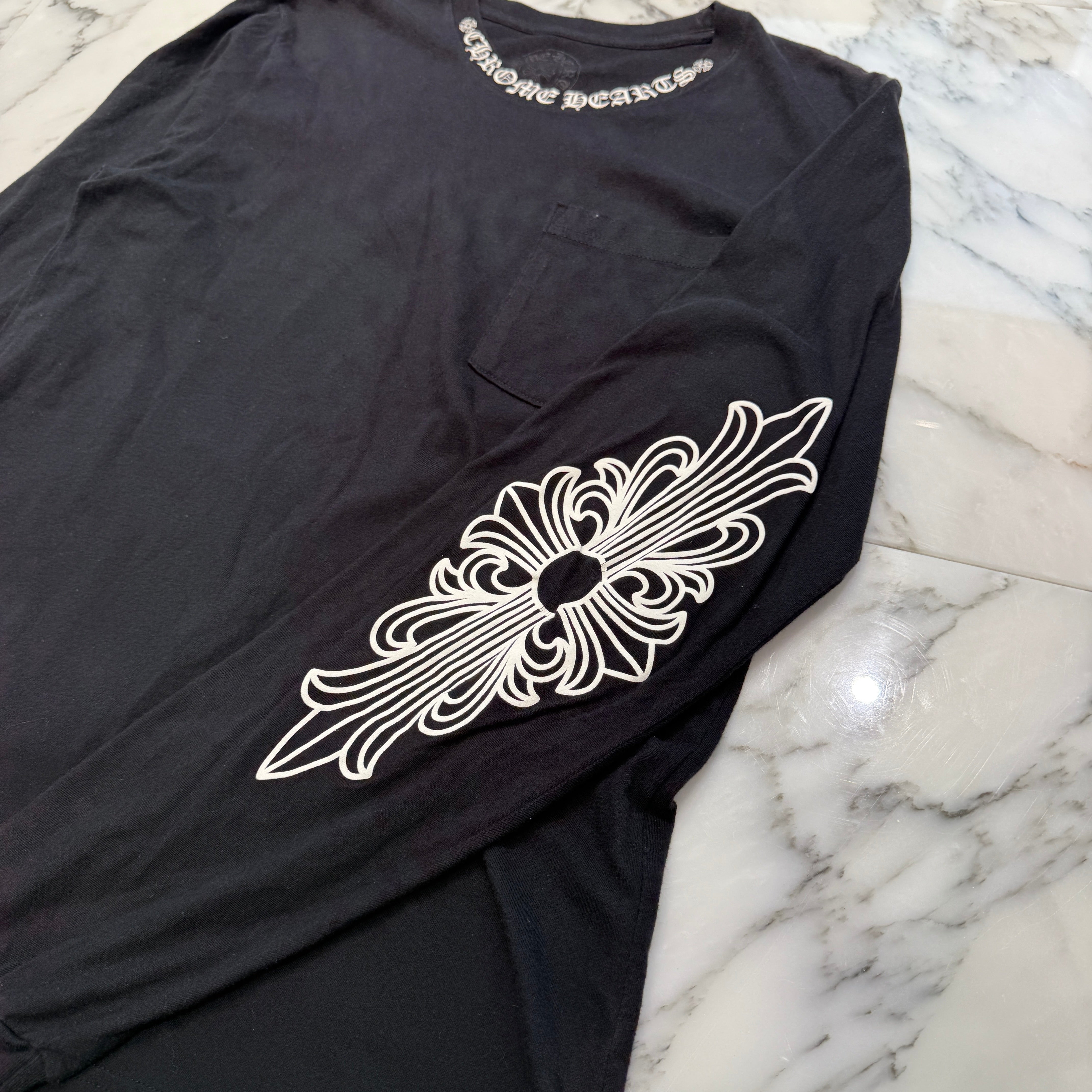 CHROME HEARTS Neck Logo Back Horseshoe Long Sleeve Tee Size M クロムハーツ ネックロゴバックホースシューTシャツ サイズM