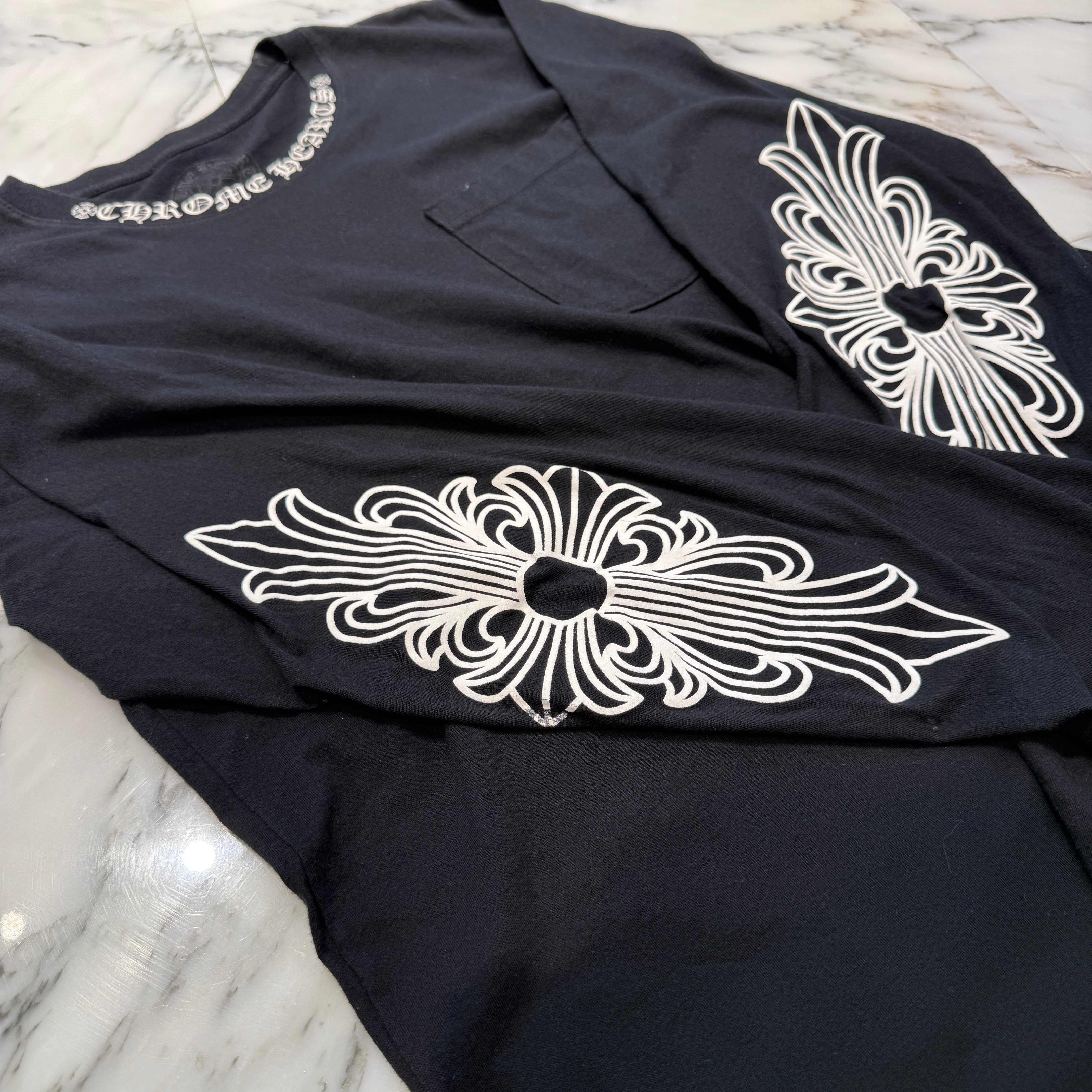 CHROME HEARTS Neck Logo Back Horseshoe Long Sleeve Tee Size M クロムハーツ ネックロゴバックホースシューTシャツ サイズM