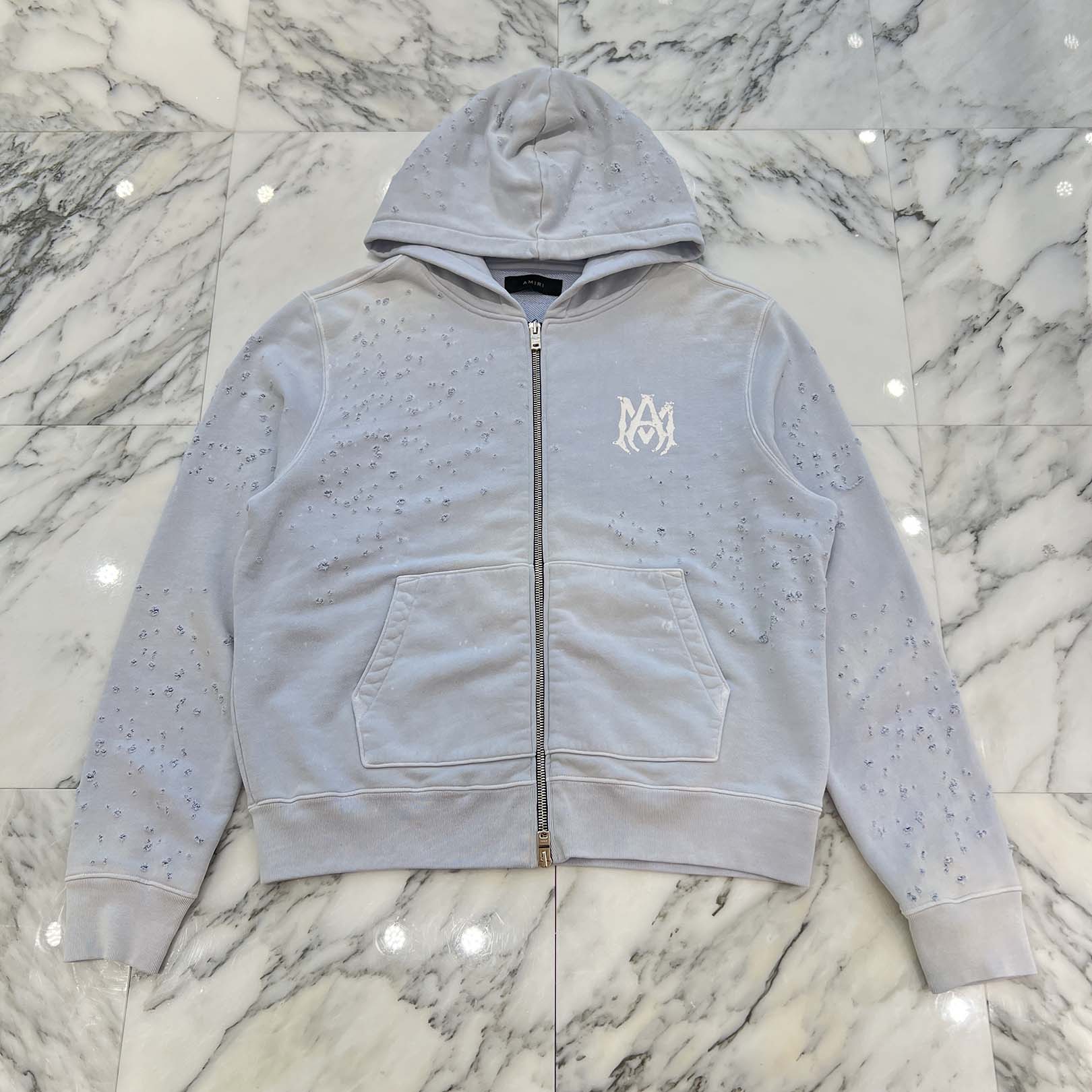 AMIRI 2024SS Shotgun Destroyer Zip Up Hoodie SRAMJYHD1021SMRCTT2