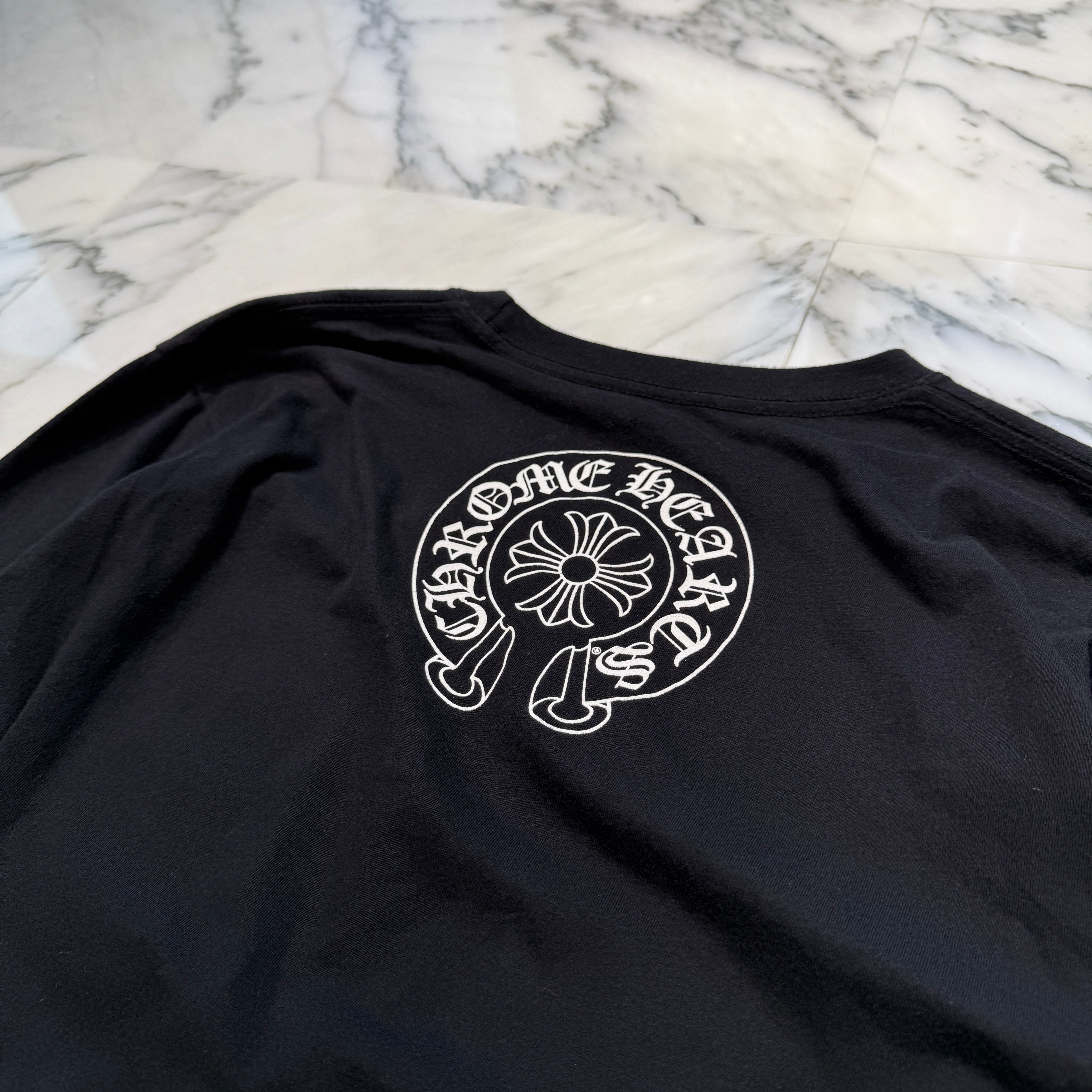 CHROME HEARTS Neck Logo Back Horseshoe Long Sleeve Tee Size M クロムハーツ ネックロゴバックホースシューTシャツ サイズM