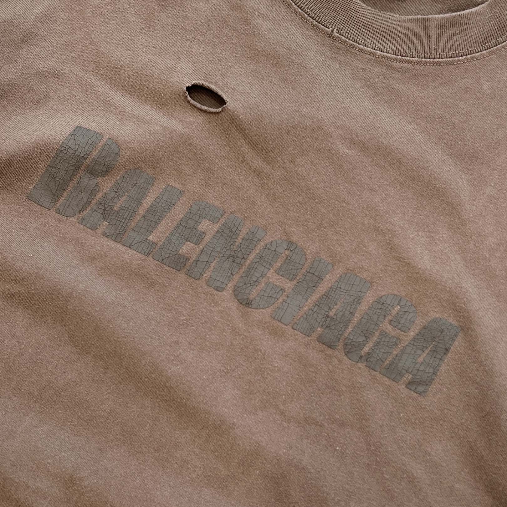 BALENCIAGA 2021SS Destroyed Logo Print Tee 651795 TKVB8 Size S バレンシアガ デストロイ加工 ロゴプリント Tシャツ サイズS