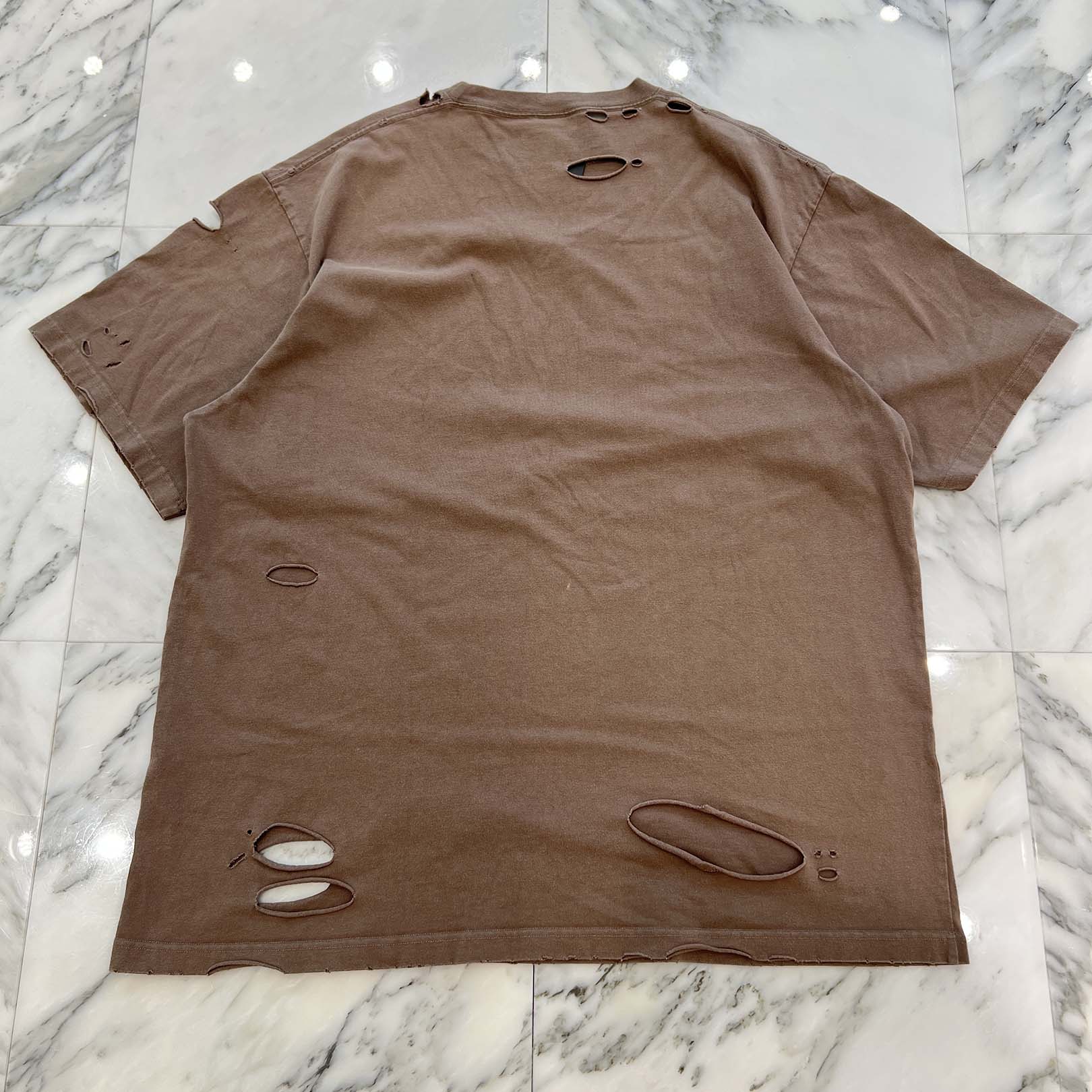 BALENCIAGA 2021SS Destroyed Logo Print Tee 651795 TKVB8 Size S バレンシアガ デストロイ加工 ロゴプリント Tシャツ サイズS